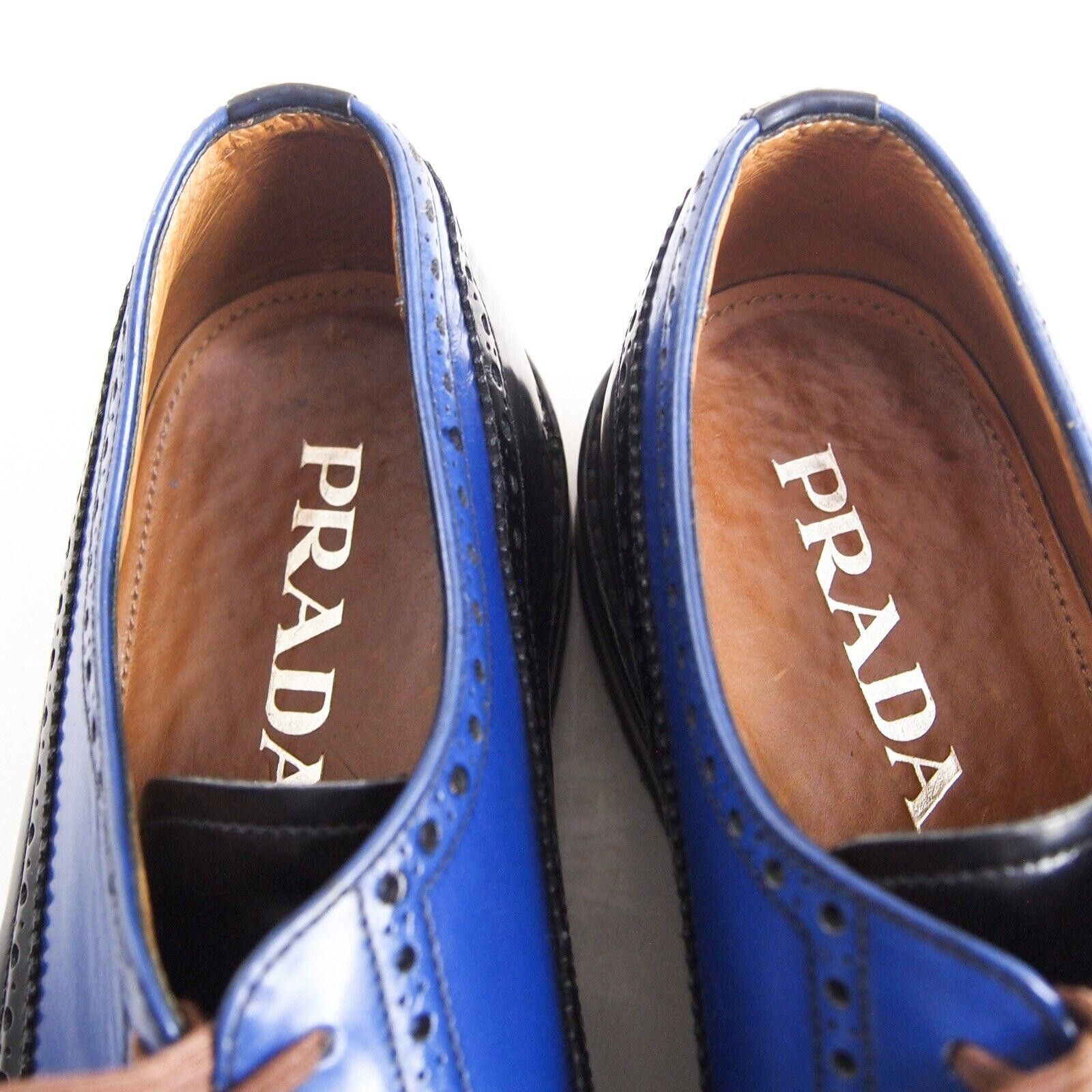 Prada Prada Lug Sole Brogues 2EG016 Black Blue Brown EU 40 US 7 Size US 7 / EU 40 - 9 Thumbnail