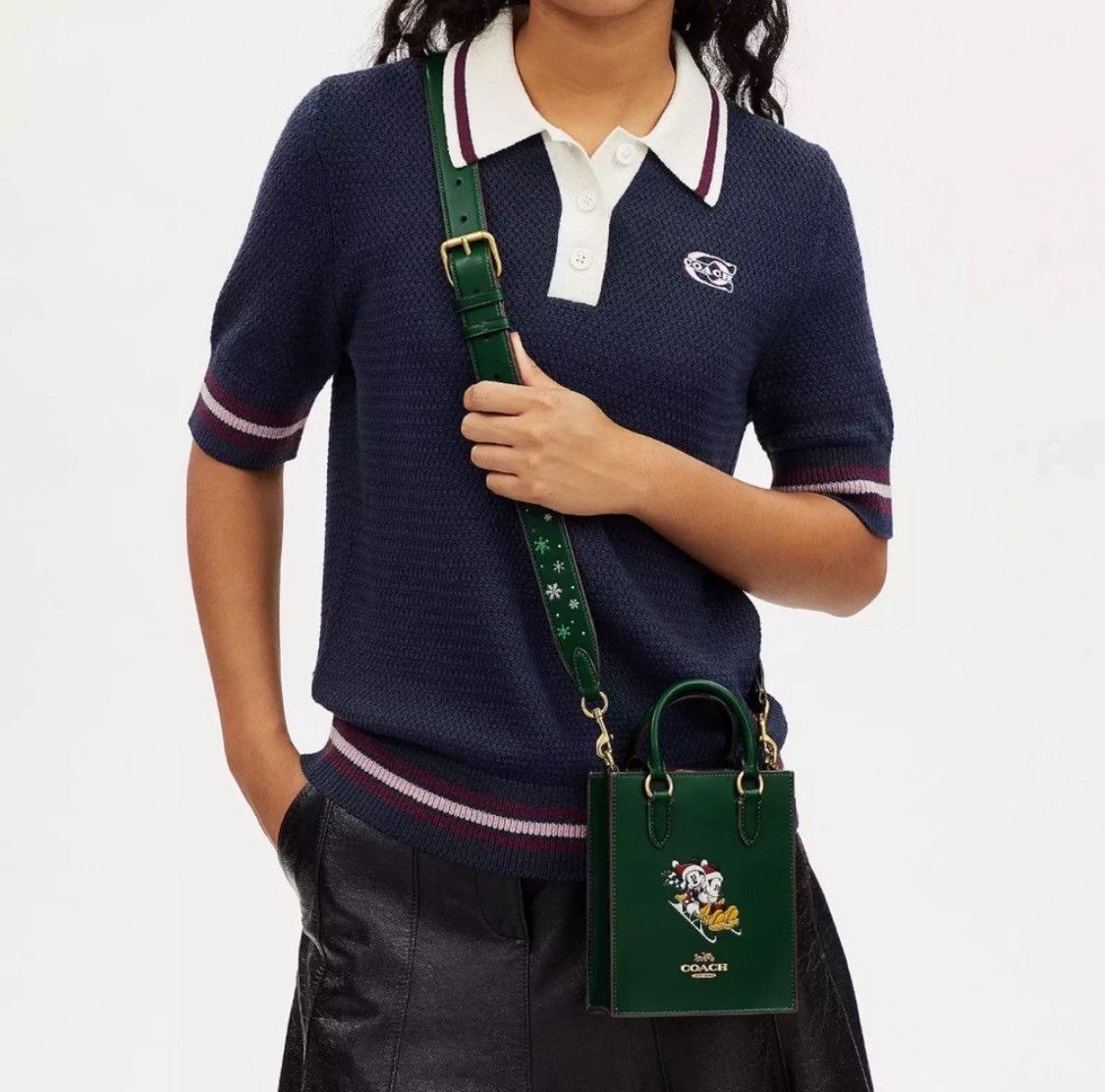 Coach Disney X Coach North South Mini Leather Tote With Sled Motif Size ONE SIZE - 6 Thumbnail