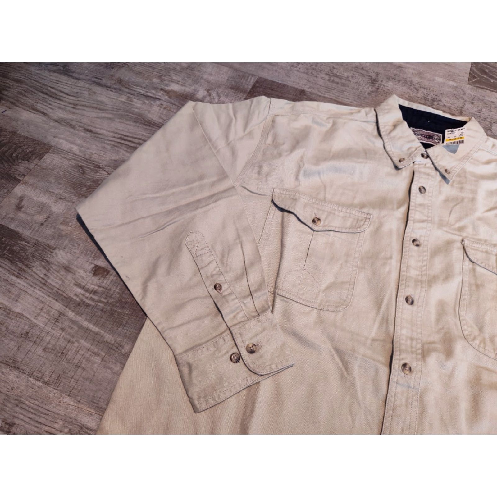 Vintage County Seat Mens Long Sleeve Shirt Size L Beige Cotton 90s Style Button-Down Casual Size US L / EU 52-54 / 3 - 3 Thumbnail