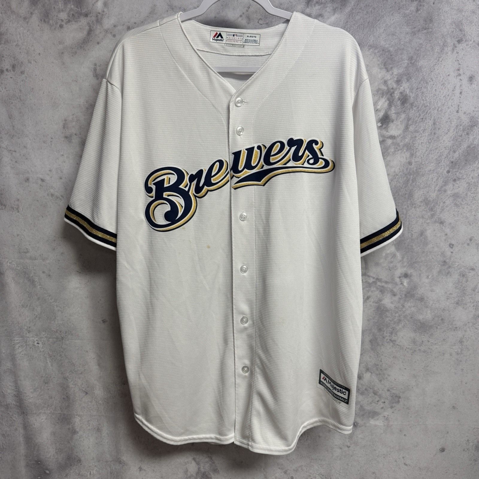 Majestic Milwaukee Brewer Majestic Cool Base MLB Jersey White Size US XL / EU 56 / 4 - 2 Thumbnail