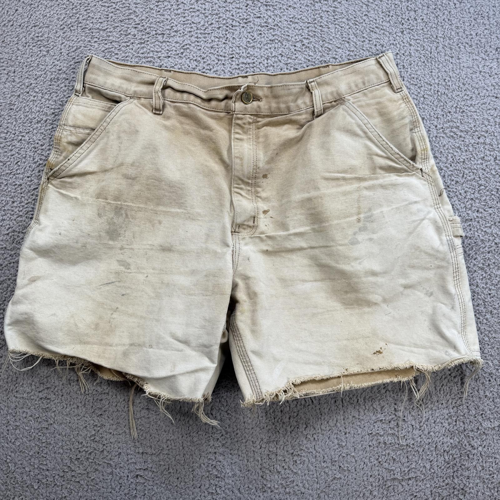Carhartt Carhartt Carpenter Work Shorts Distressed Beige Duck Canvas Size US 36 / EU 52 - 1 Thumbnail