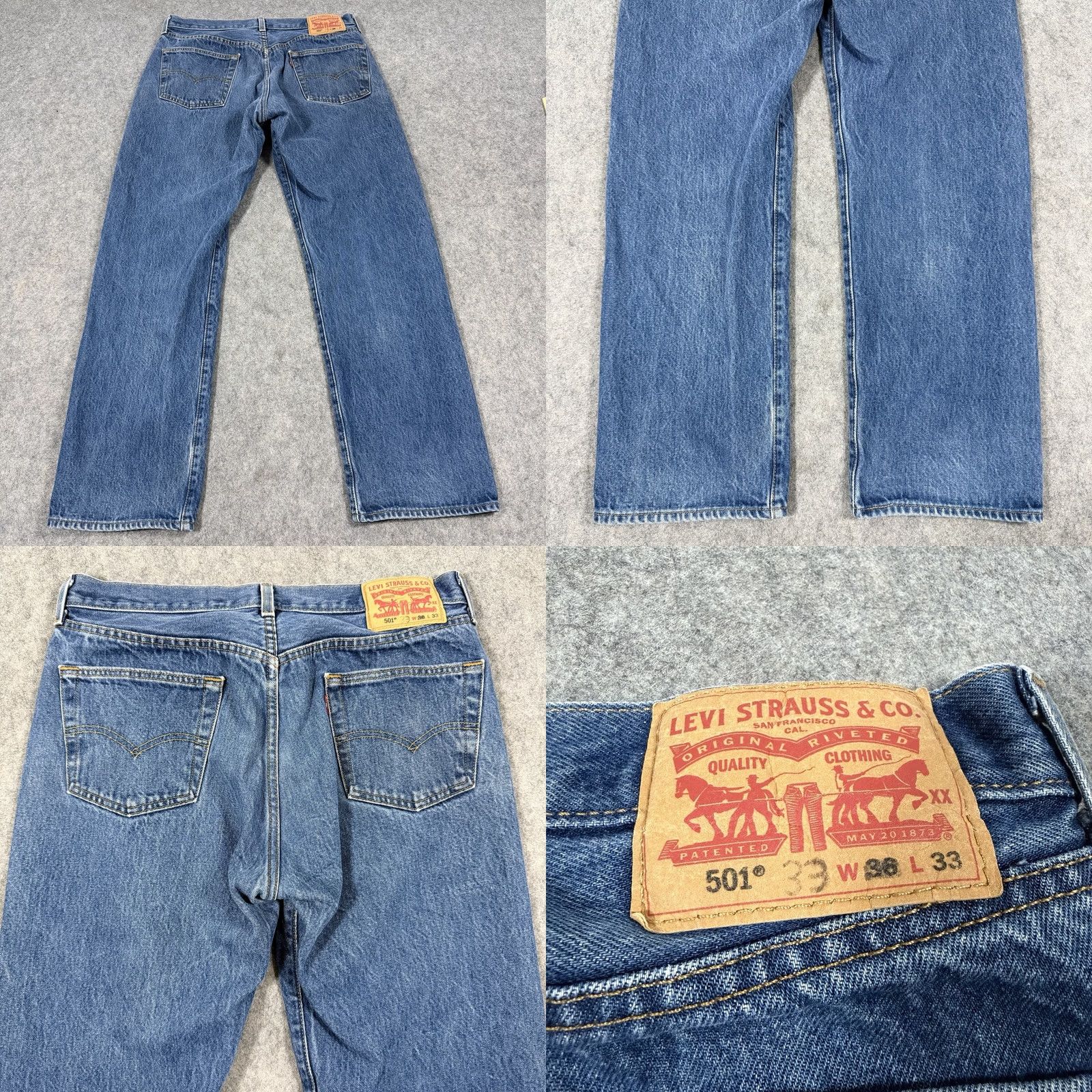 Levi's Levis 501 XX Classic Button Fly Jeans Men's 36x33 Blue Regular Denim Jeans 5-Pocket Straight Vintage No Mens Size US 36 / EU 52 - 11 Thumbnail
