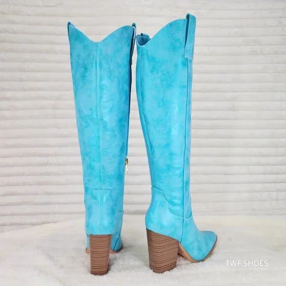 Other So Me Cruising Brushed Metallic Western Cowgirl Knee Boots T Size US 8.5 / IT 38.5 - 5 Thumbnail