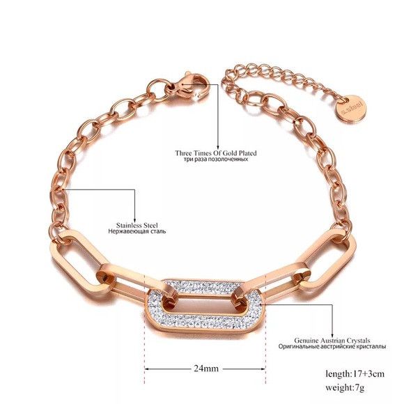 Other Stainless Steel CZ Crystal Chain Bracelet (G) Size ONE SIZE - 4 Thumbnail