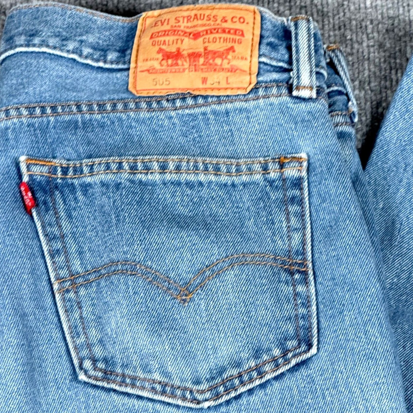 Levi's Levi's 505 Regular Fit Straight Jeans 34x34 Blue Denim Mens Jeans Straight Leg 34 Inseam Regular Fit Vintage No Size US 34 / EU 50 - 2 Thumbnail