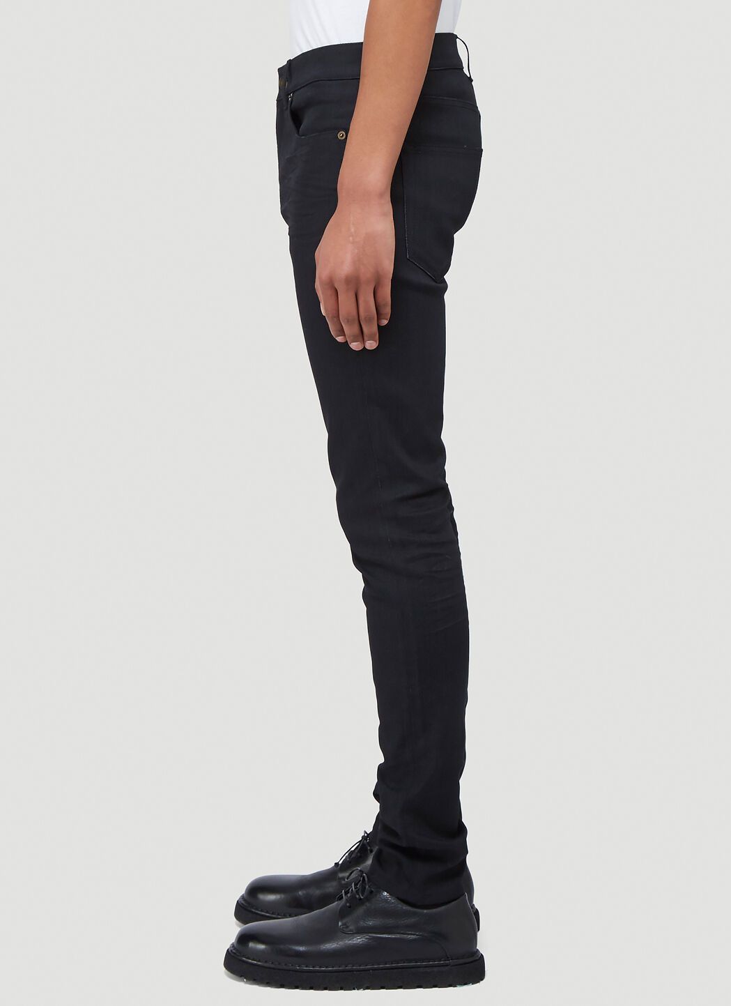Saint Laurent Paris o1s1wg111124 Skinny-Fit Jeans in Used Denim in Black Size US 27 - 3 Thumbnail