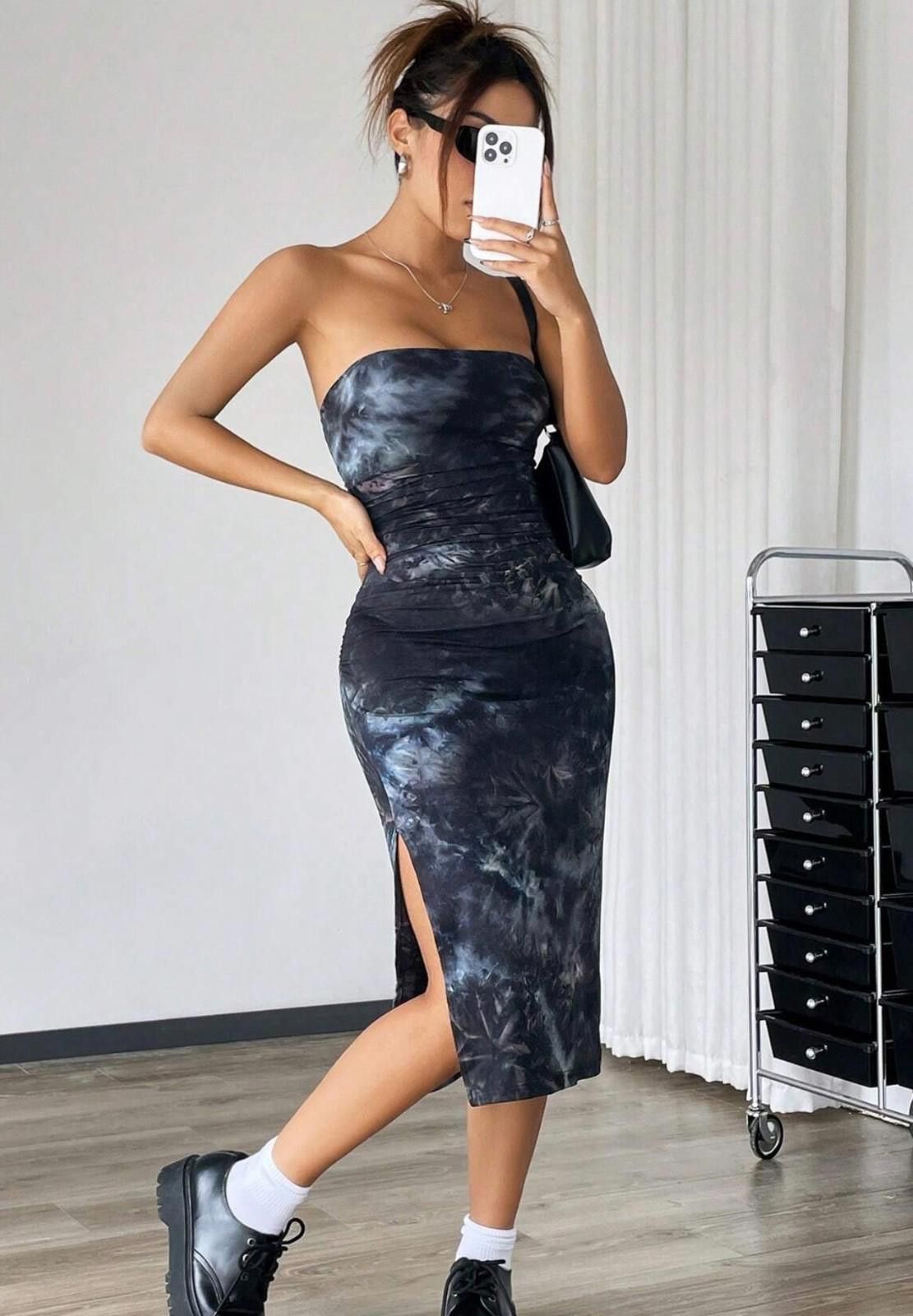 Shein SHEIN Tie-Dye Strapless Dress (X-SMALL) Size XS / US 0-2 / IT 36-38 - 3 Thumbnail