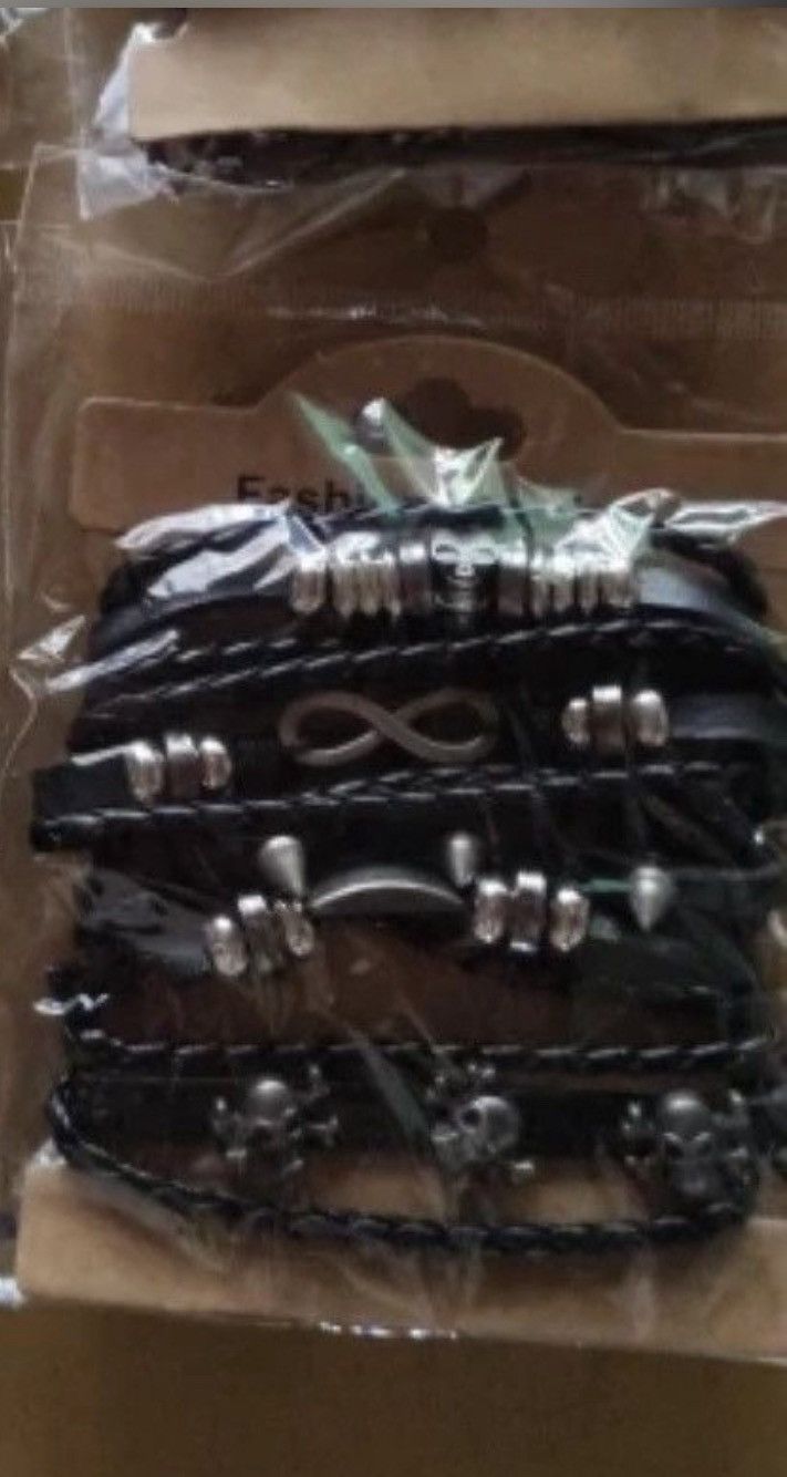 Leather Skull River Adjustable Leather Set Bracelet Size ONE SIZE - 4 Thumbnail