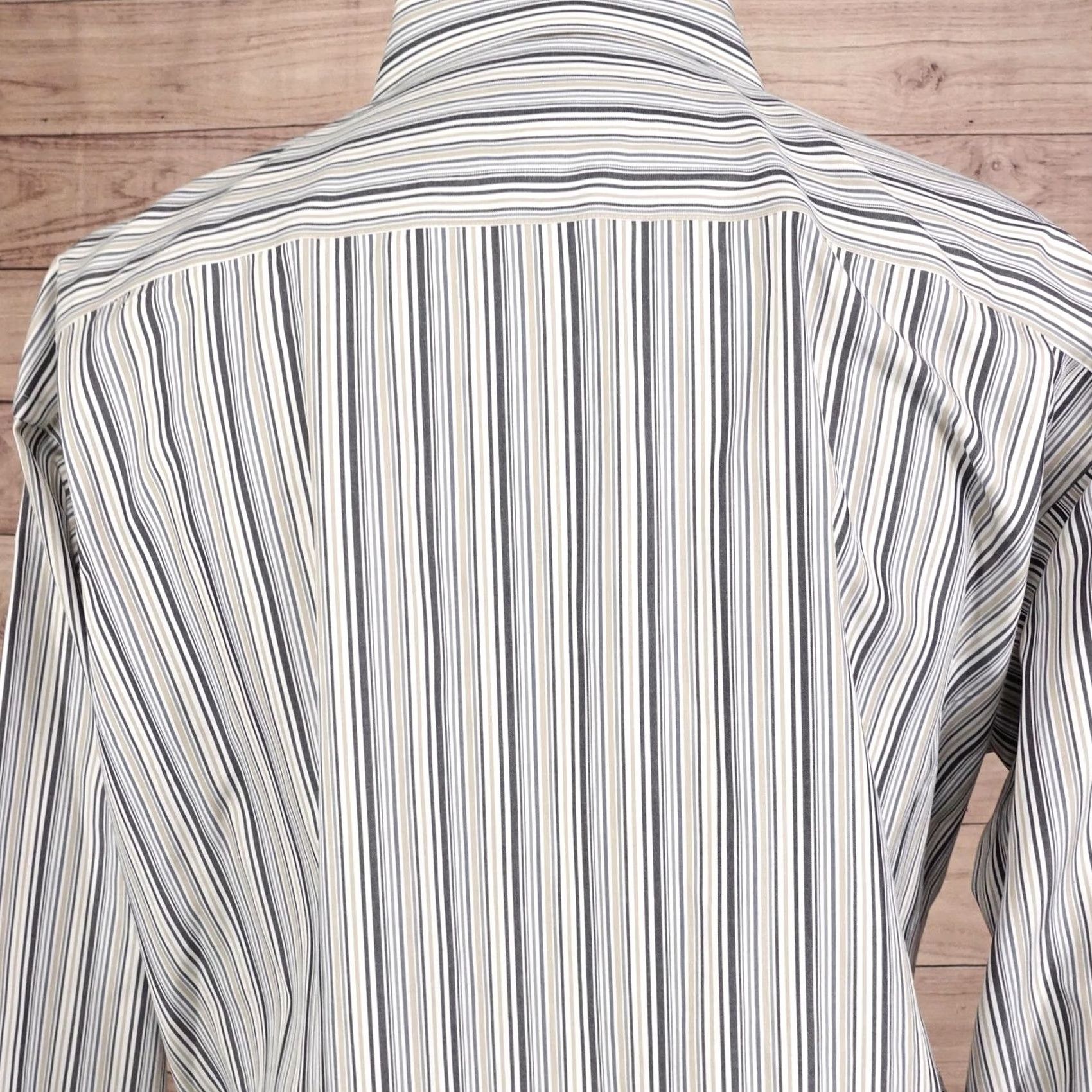 Pronto Uomo Pronto Uomo Shirt Mens 2XL Blue Stripe Non Iron Dress Long Sleeve Size 48R - 5 Thumbnail