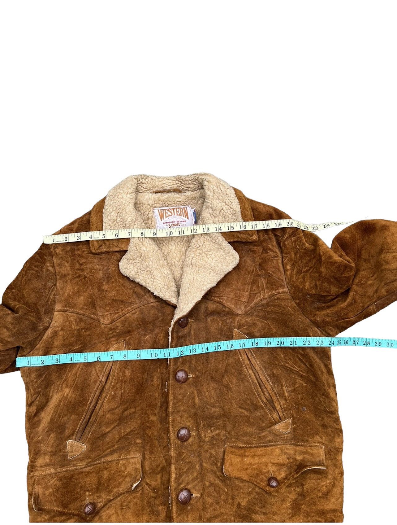 Schott VTG Schott N.Y.C Western Patina Suede Leather Sherpa Jacket Size US L / EU 52-54 / 3 - 3 Thumbnail