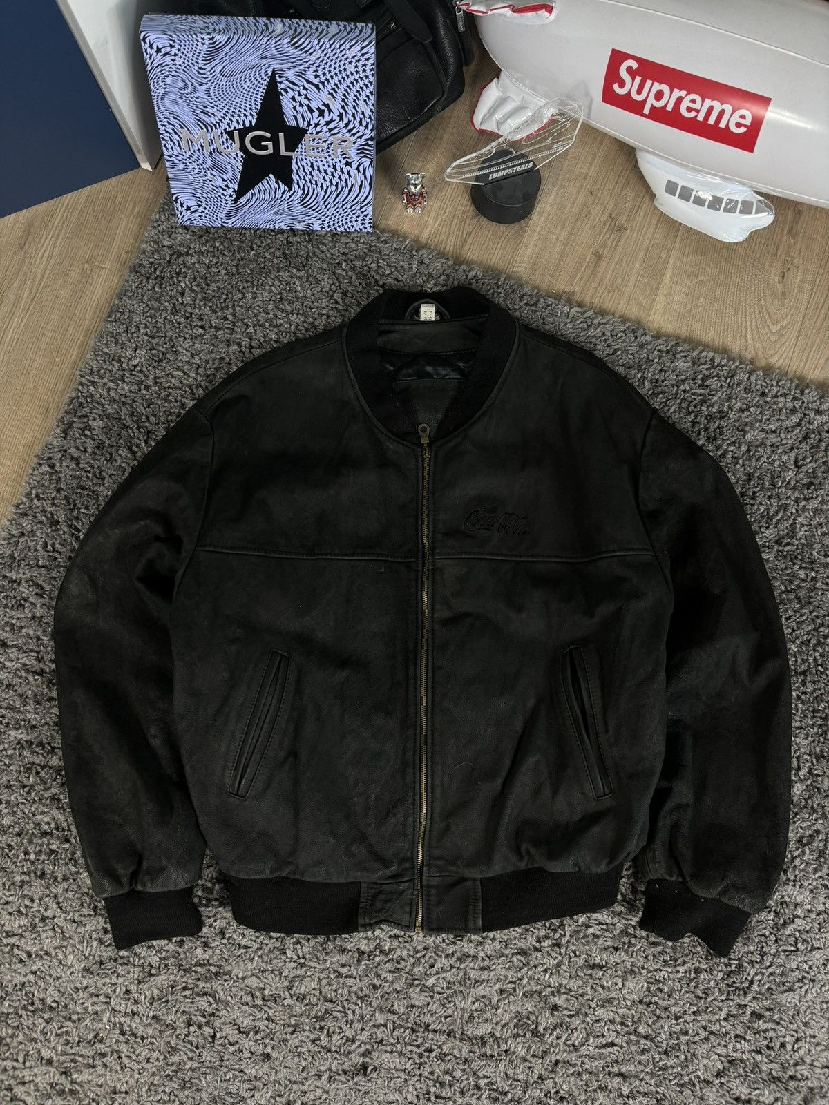Coca Cola × NASCAR × Vintage Vintage Black Leather Jacket Coca Cola 90s RARE Nascar Size US XL / EU 56 / 4 - 1 Thumbnail