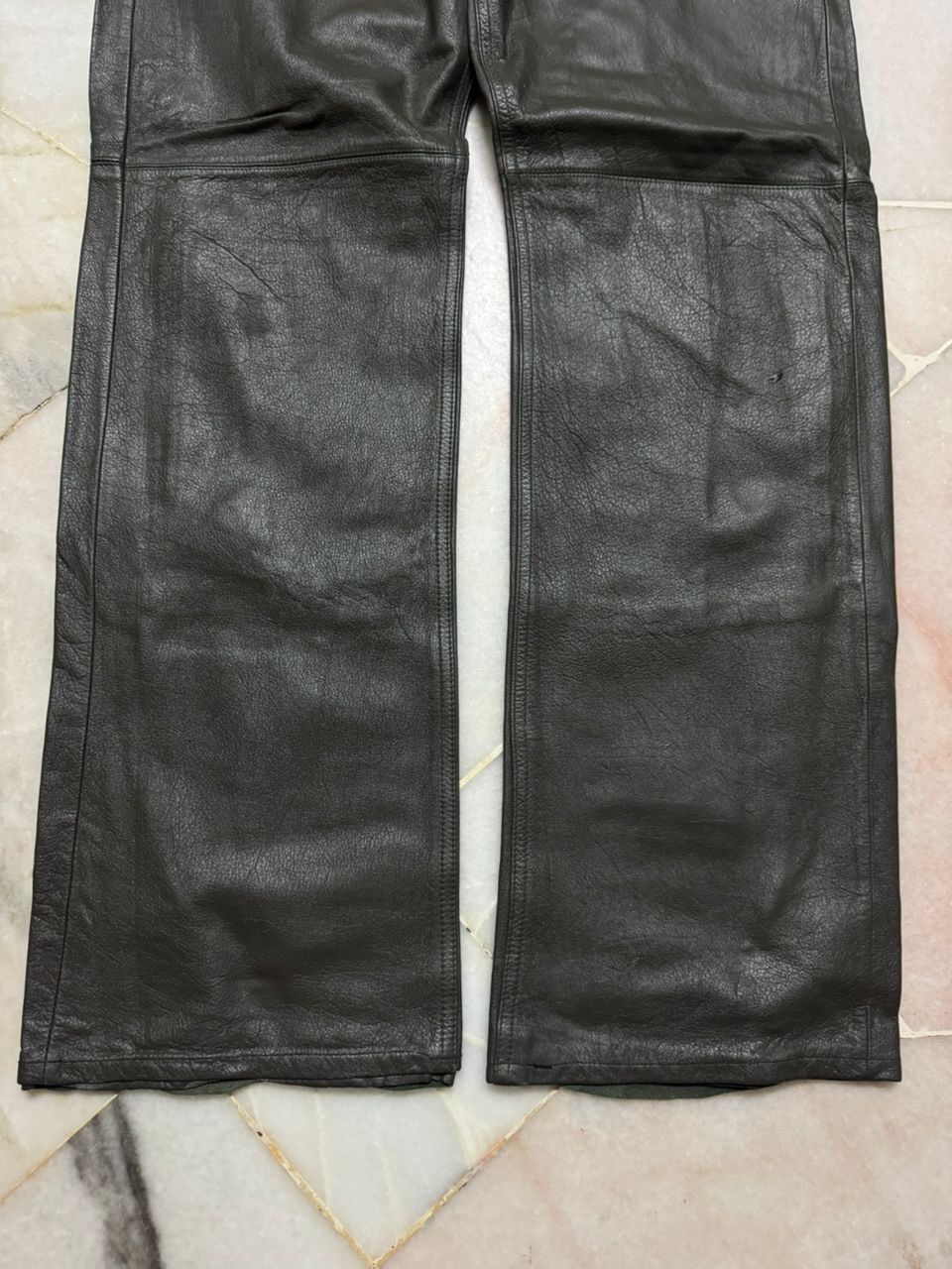 Michel Klein 💥Vintage 90s Michel Klein Homme Paris Leather Pants Dark Size US 28 / EU 44 - 8 Thumbnail
