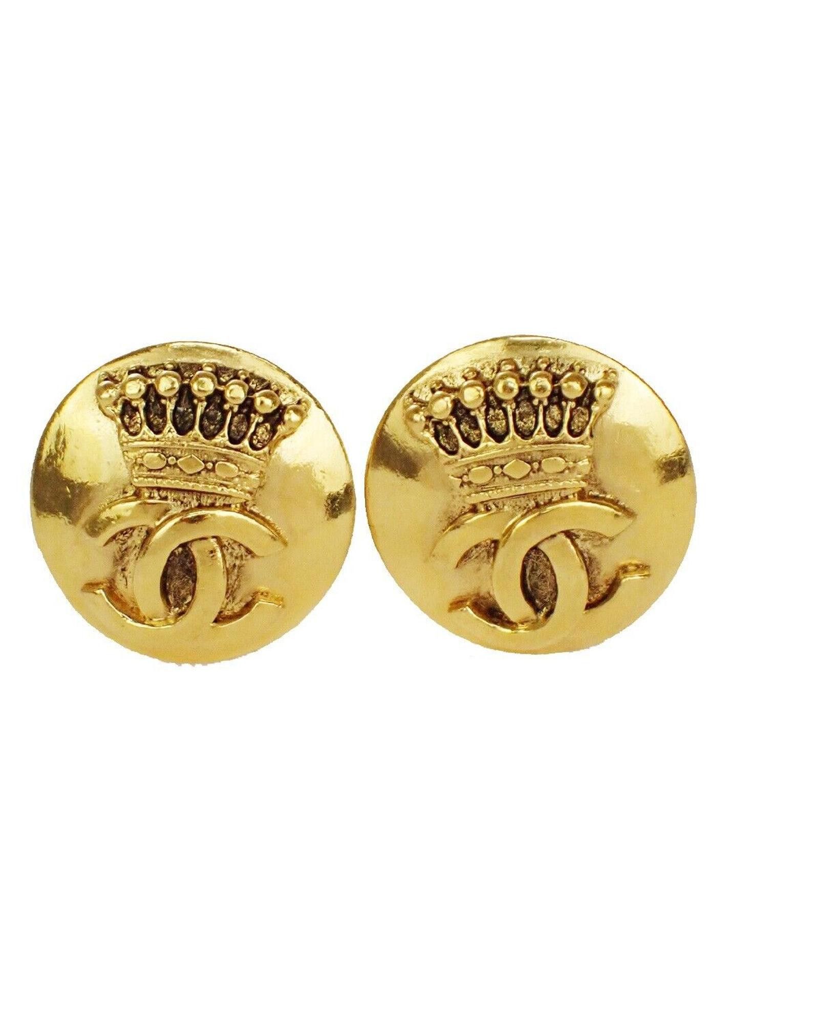 image of Chanel Gold Plated Round Earrings, Women's