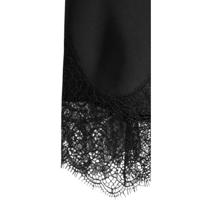 Zara Zara Womens Black Satin Effect Lace Trim Mid-Rise Midi Skirt Size 27" / US 4 / IT 40 - 6 Thumbnail