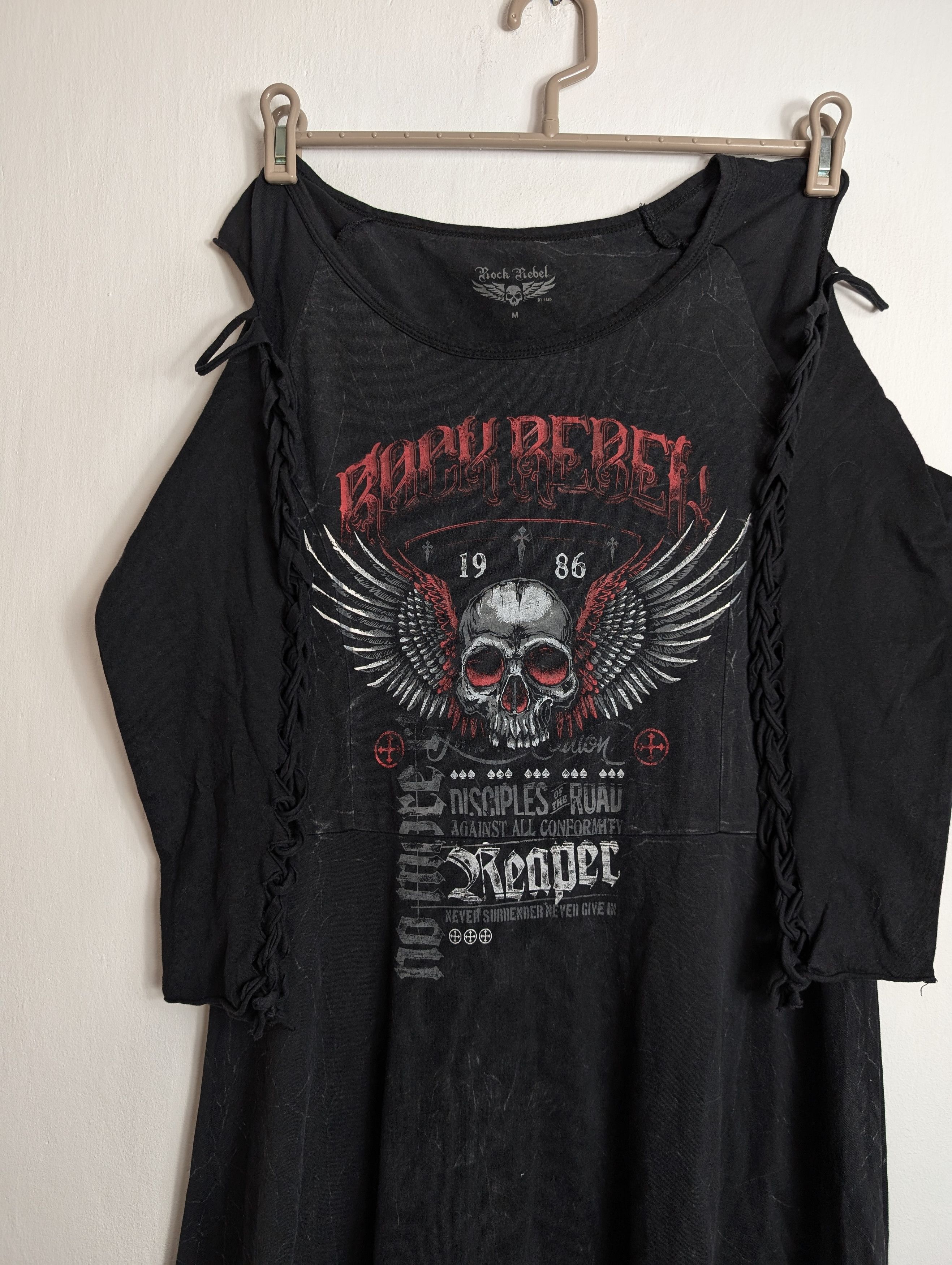 Vintage Goth Opium Rock Rebel EMP Skull T-Shirt Dress Size M / US 6-8 / IT 42-44 - 2 Thumbnail