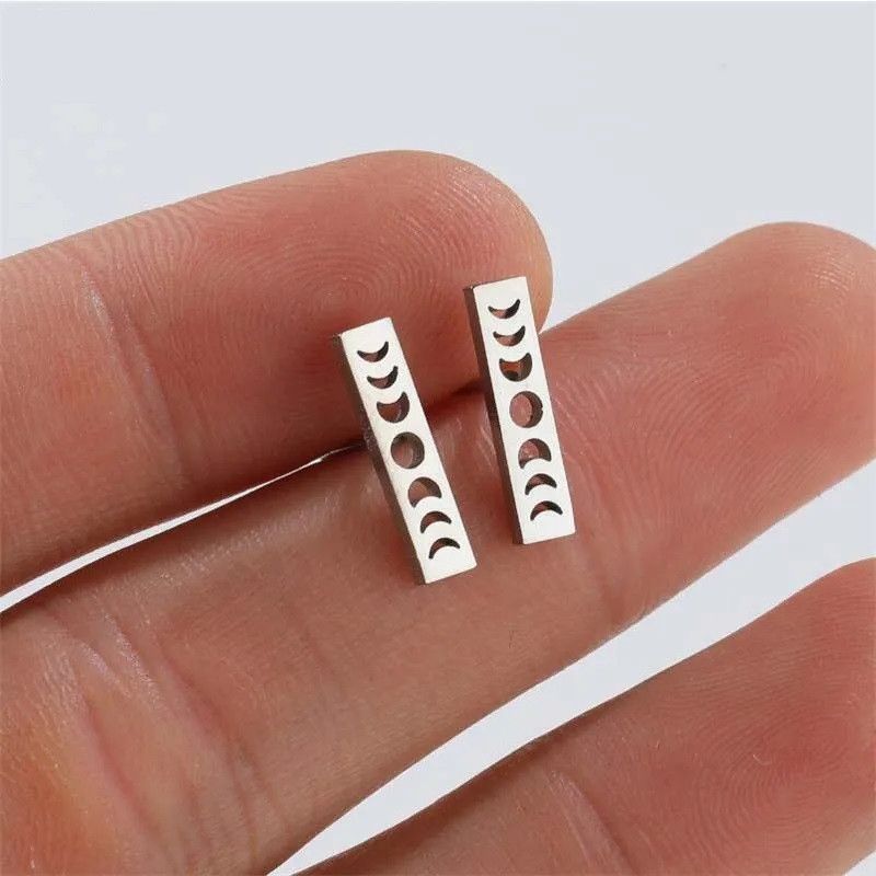 Jewelry Moon Phase Mini Stud Earrings Charm Earring Gift Size ONE SIZE - 2 Thumbnail