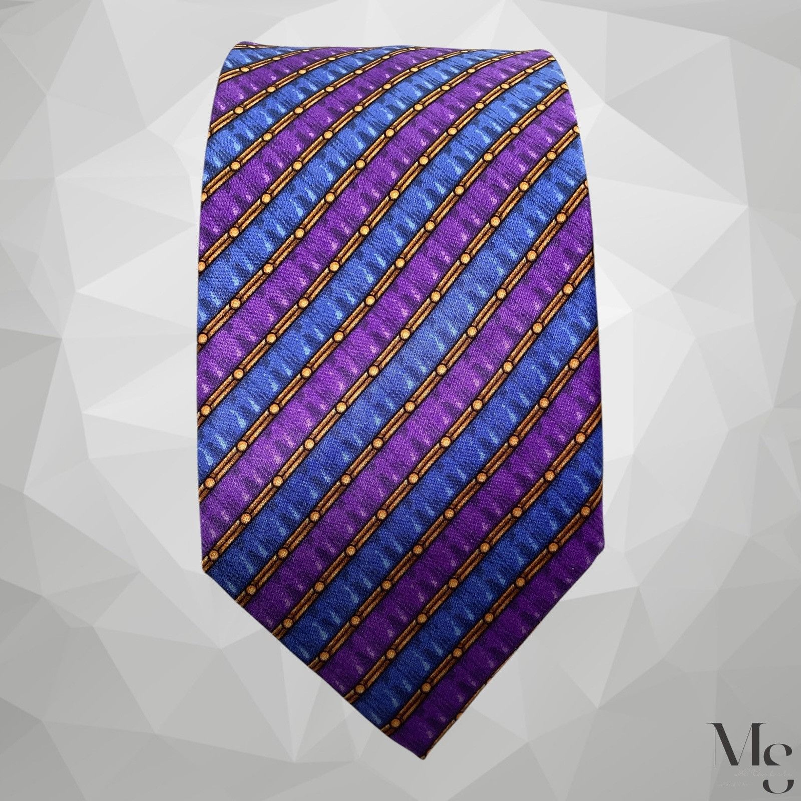 Designer ITALO FERRETTI SILVI MARINA Purple Striped Silk Tie H.Min It Size ONE SIZE - 3 Thumbnail