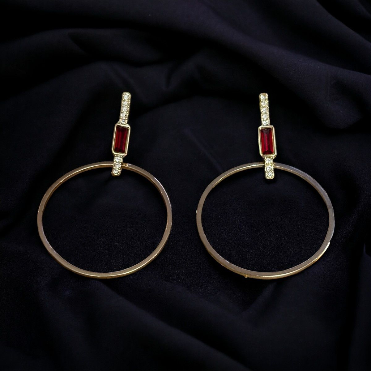 Other Ruby and rhinestones circle hoop dangle earrings Size ONE SIZE - 2 Thumbnail