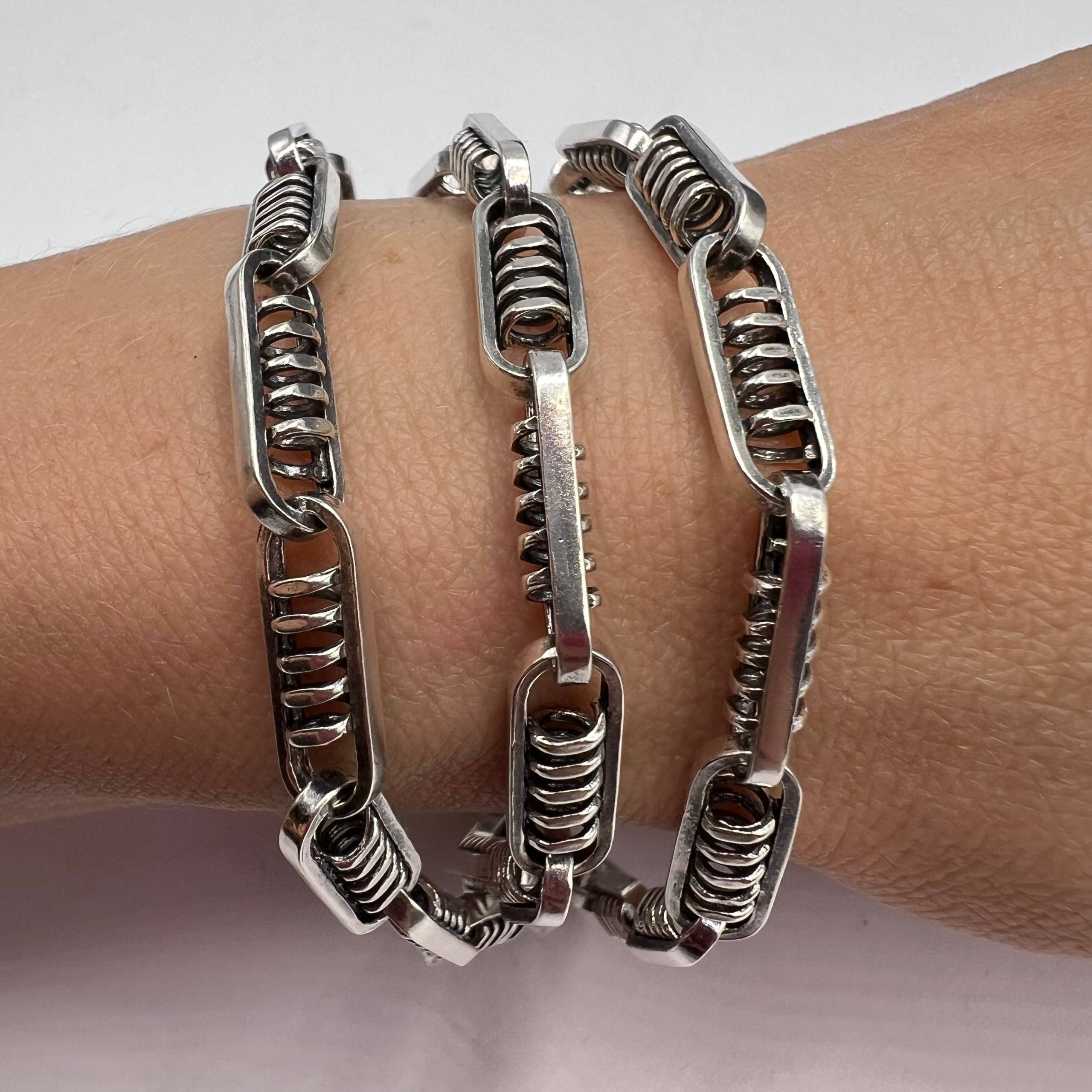 Sterling Silver Vintage Sterling Silver 925 Heavy Chain Unisex Jewelry 65cm Size ONE SIZE - 6 Thumbnail