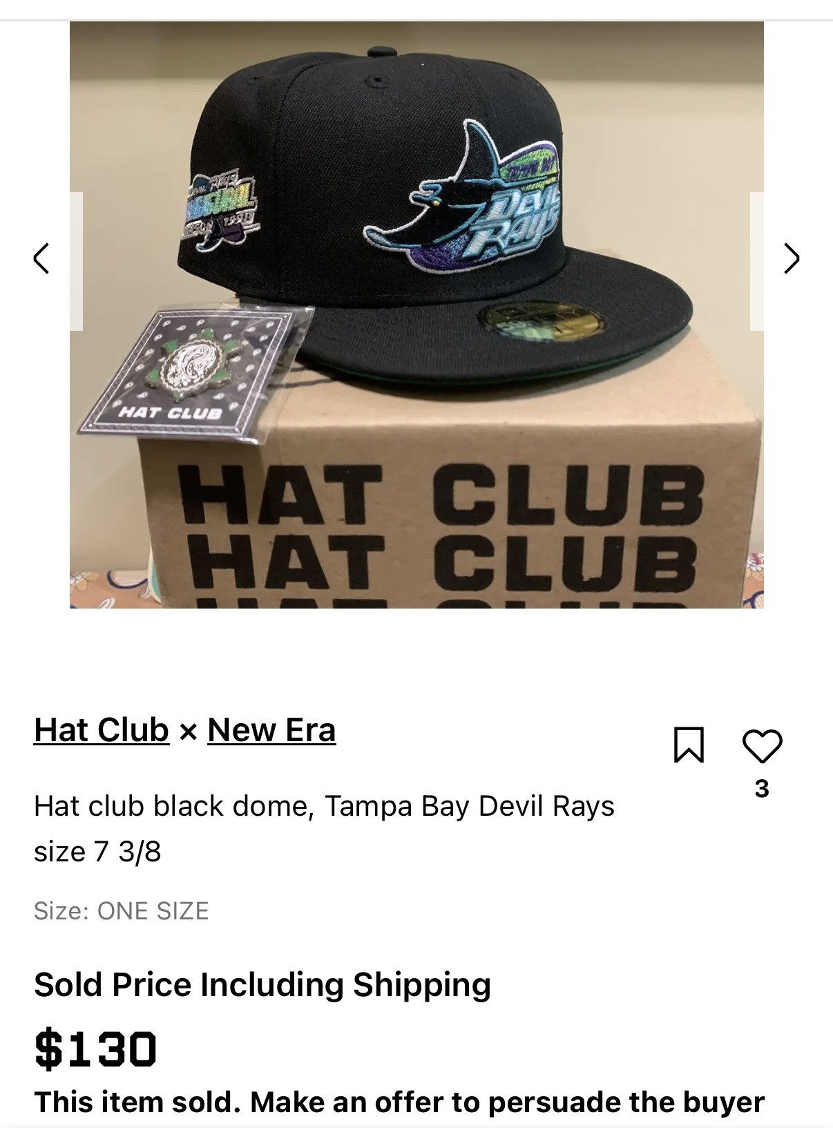 Crown Cap × Hat Club × New Era 7 5/8Tampa Bay Rays 1988 Inaugural Patch Size ONE SIZE - 7 Thumbnail