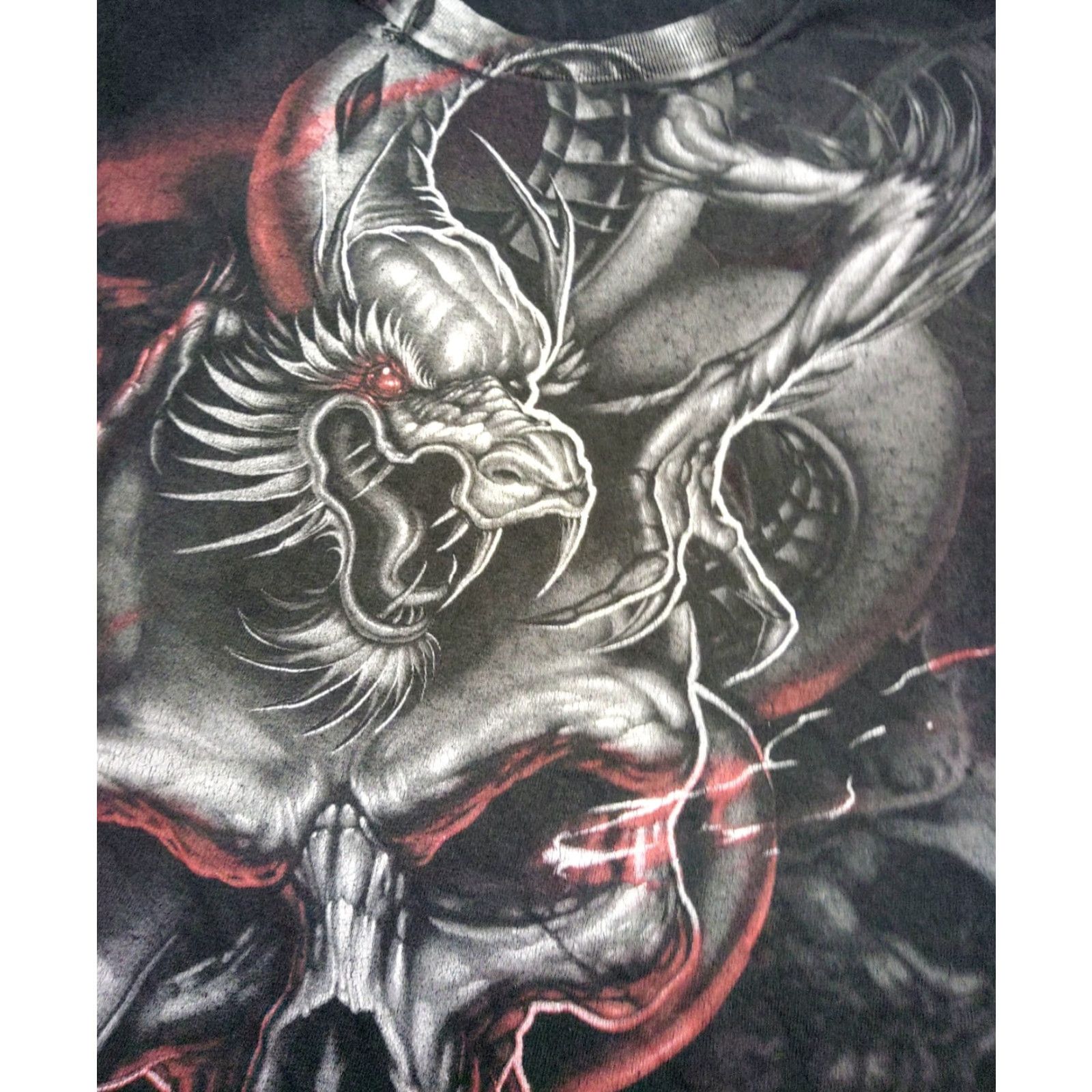 Gildan VTG Gildan Dragon Skulls Tribal Novelty T Shirt Adult XL Black Size US XL / EU 56 / 4 - 3 Thumbnail