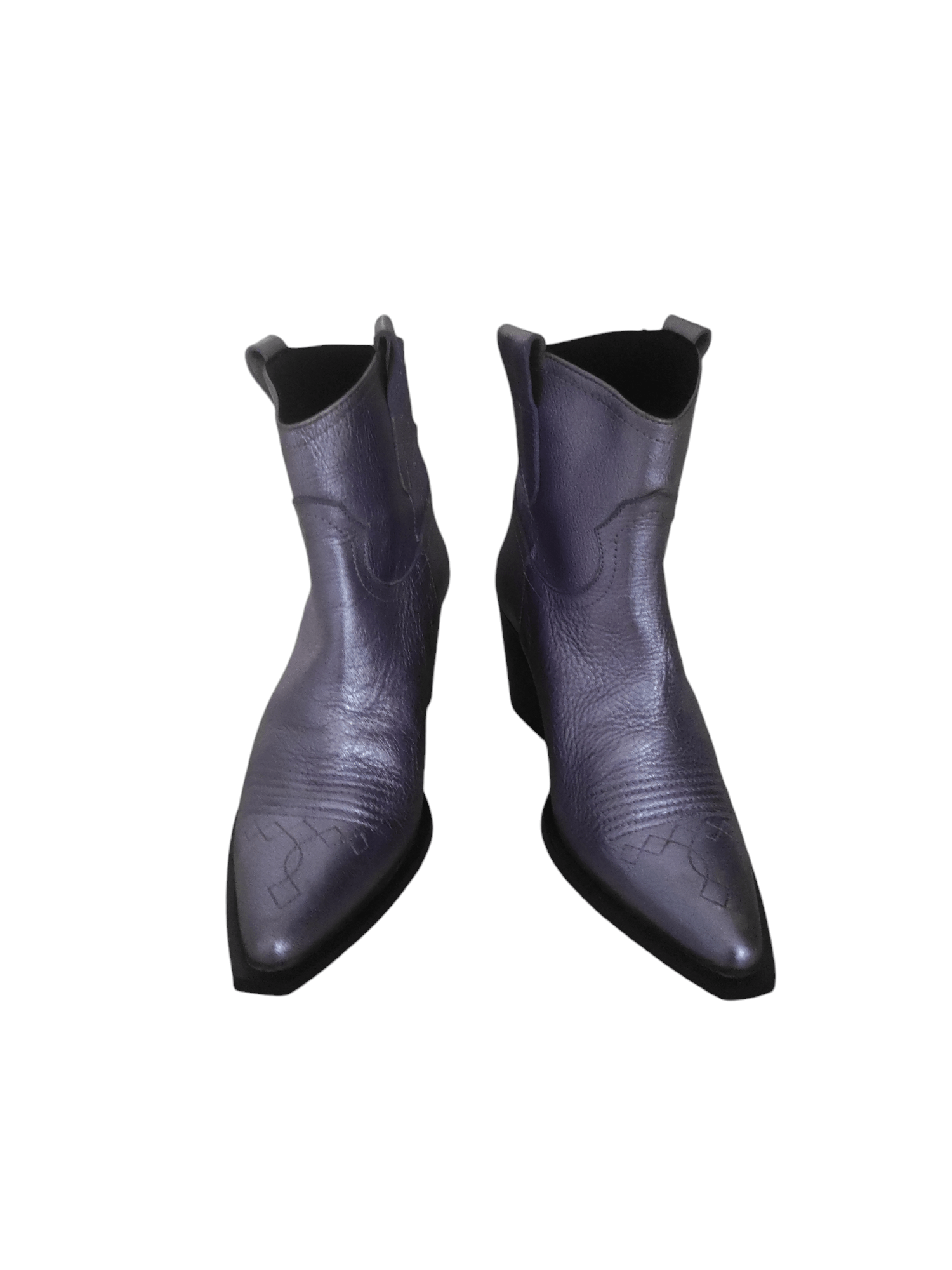 Leather VIENTY Given Galaxy Selenite Metal Cowboy Boots Made Spain Size US 8 / IT 38 - 1 Thumbnail