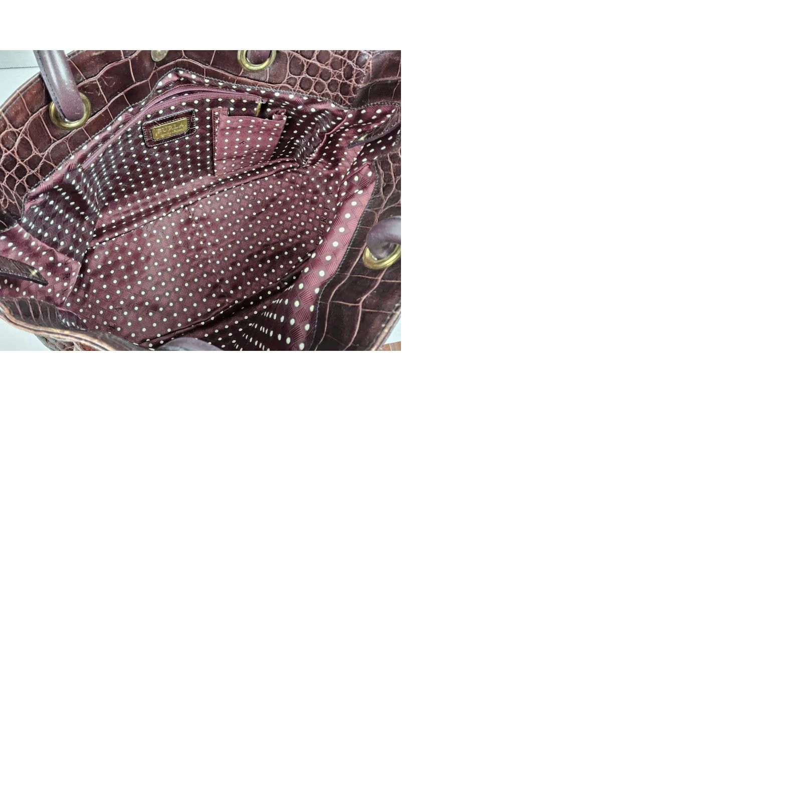 Furla Furla Crocodile Leather Tote Satchel Handbag Purse Double Handle Leather Exterior Women Size ONE SIZE - 10 Thumbnail