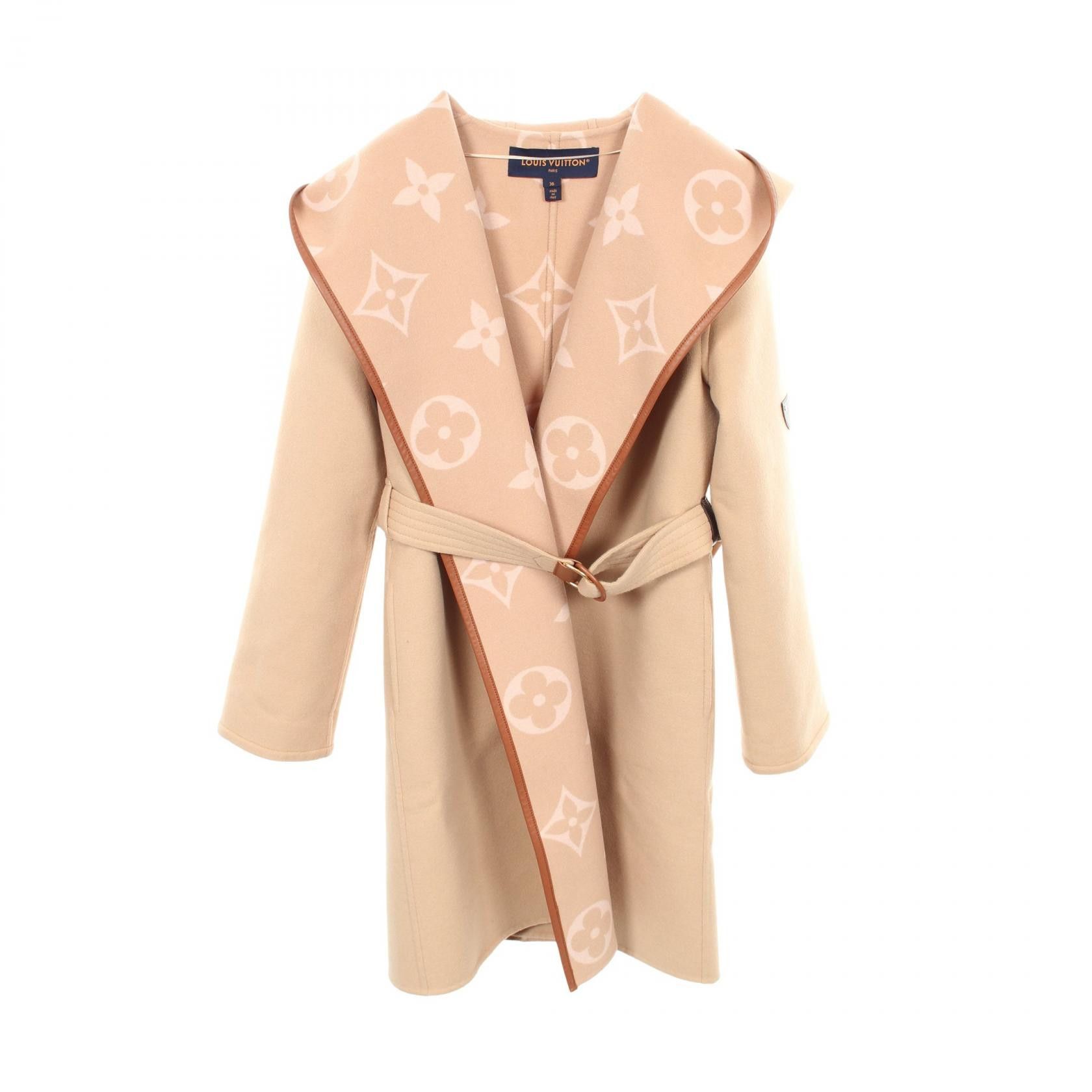 Louis Vuitton Louis Vuitton Louis Vuitton Hooded Wrap Coat Monogram Wool Coat Textile Outerwear RW221WWNUVFMCO05 DUTY FREE for USA Size ONE SIZE - 1 Thumbnail