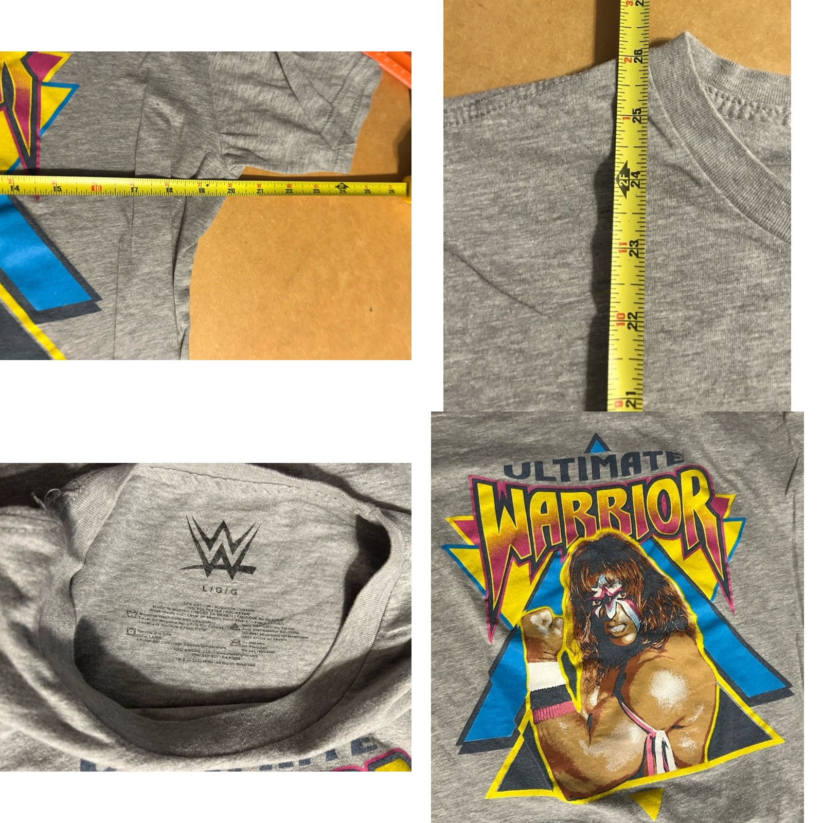 Vintage WWE Ultimate Warrior Legends Shirt T-Shirt Men Large Heather Gray Graphic Tee Wrestlemania Wrestling WWF WWE Front Graphics Size US L / EU 52-54 / 3 - 8 Thumbnail