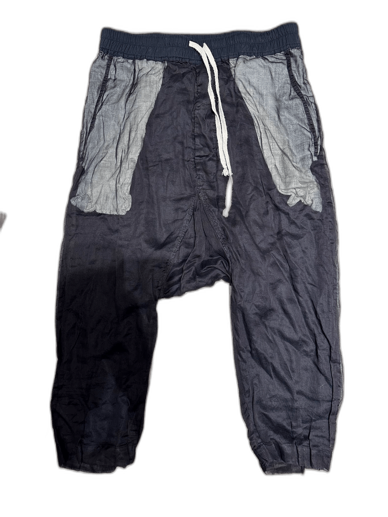 rick owens cropped pants in navy blue