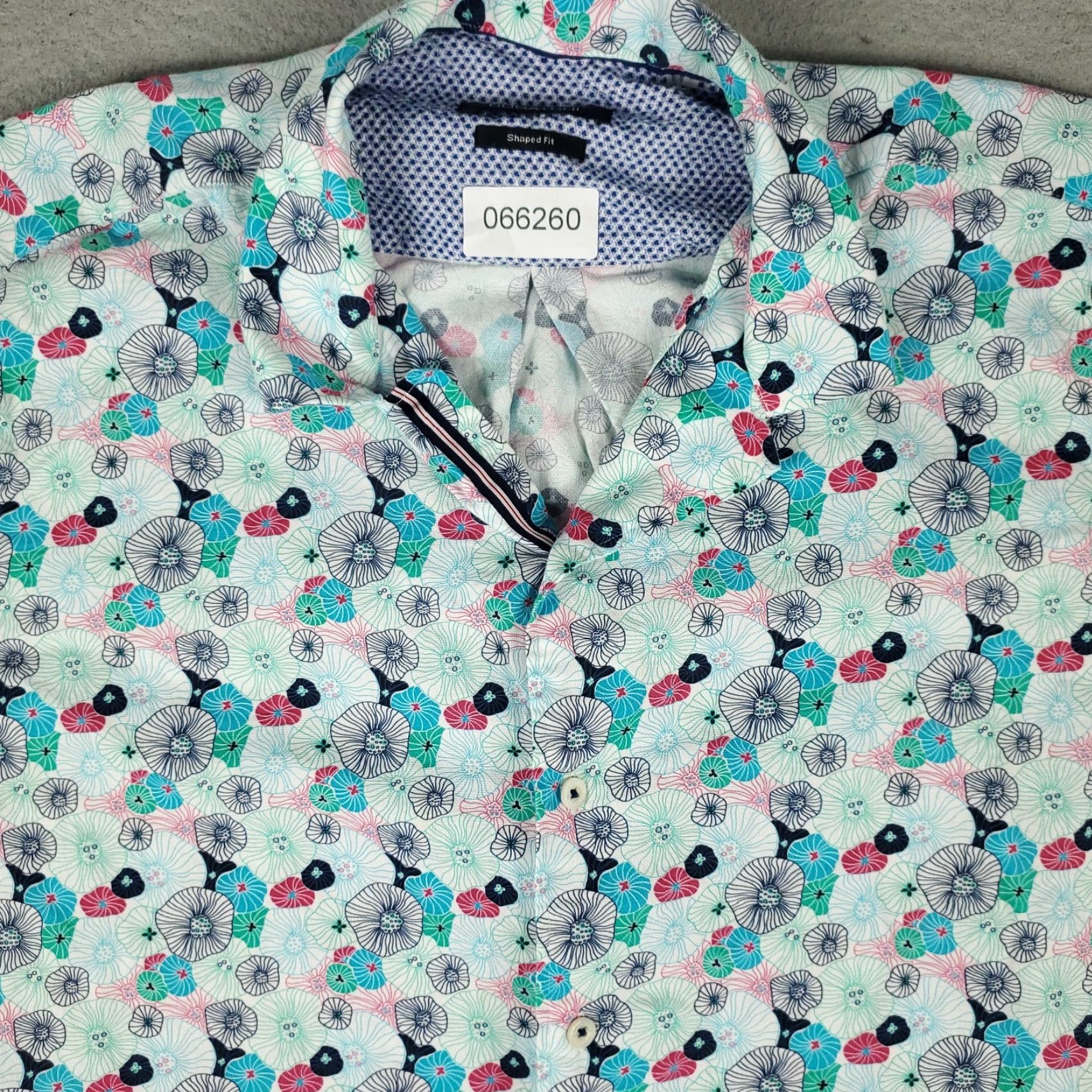 BUGATCHI Bugatchi Shirt Mens Large Blue Floral Camp Collar Shaped Fit Button Up Size US L / EU 52-54 / 3 - 2 Thumbnail