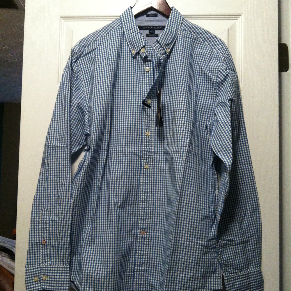Tommy Hilfiger TOMMY HILFIGER MENS NEW BLUE 100%COTTON CASUAL SHIRT SIZE: L Size US L / EU 52-54 / 3 - 3 Thumbnail