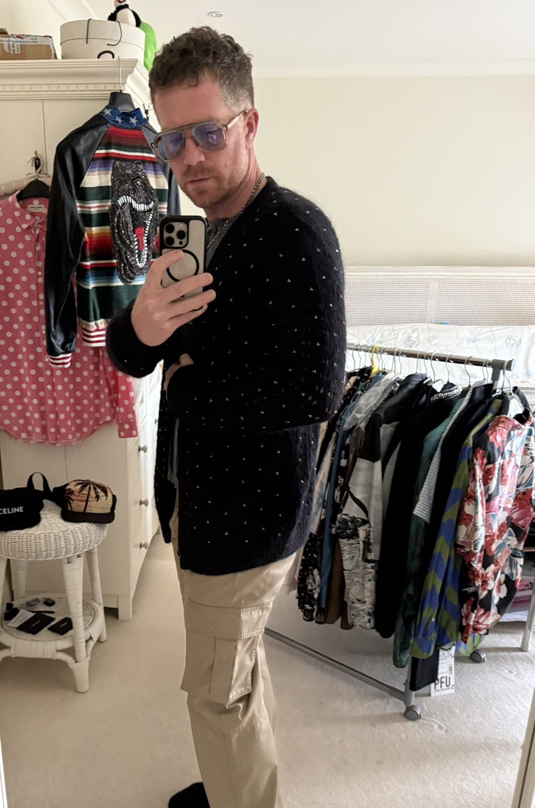 Saint Laurent Paris FW15 Saint Laurent studded mohair black cardigan glass Hedi Size US M / EU 48-50 / 2 - 8 Thumbnail