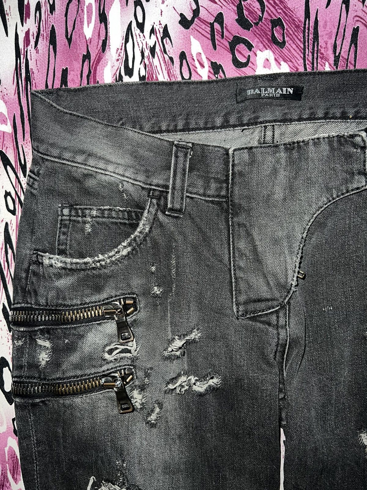 Balmain Rare Balmain by Christophe Decarnin distressed biker denim ➕ Size 26" / US 2 / IT 38 - 20 Thumbnail
