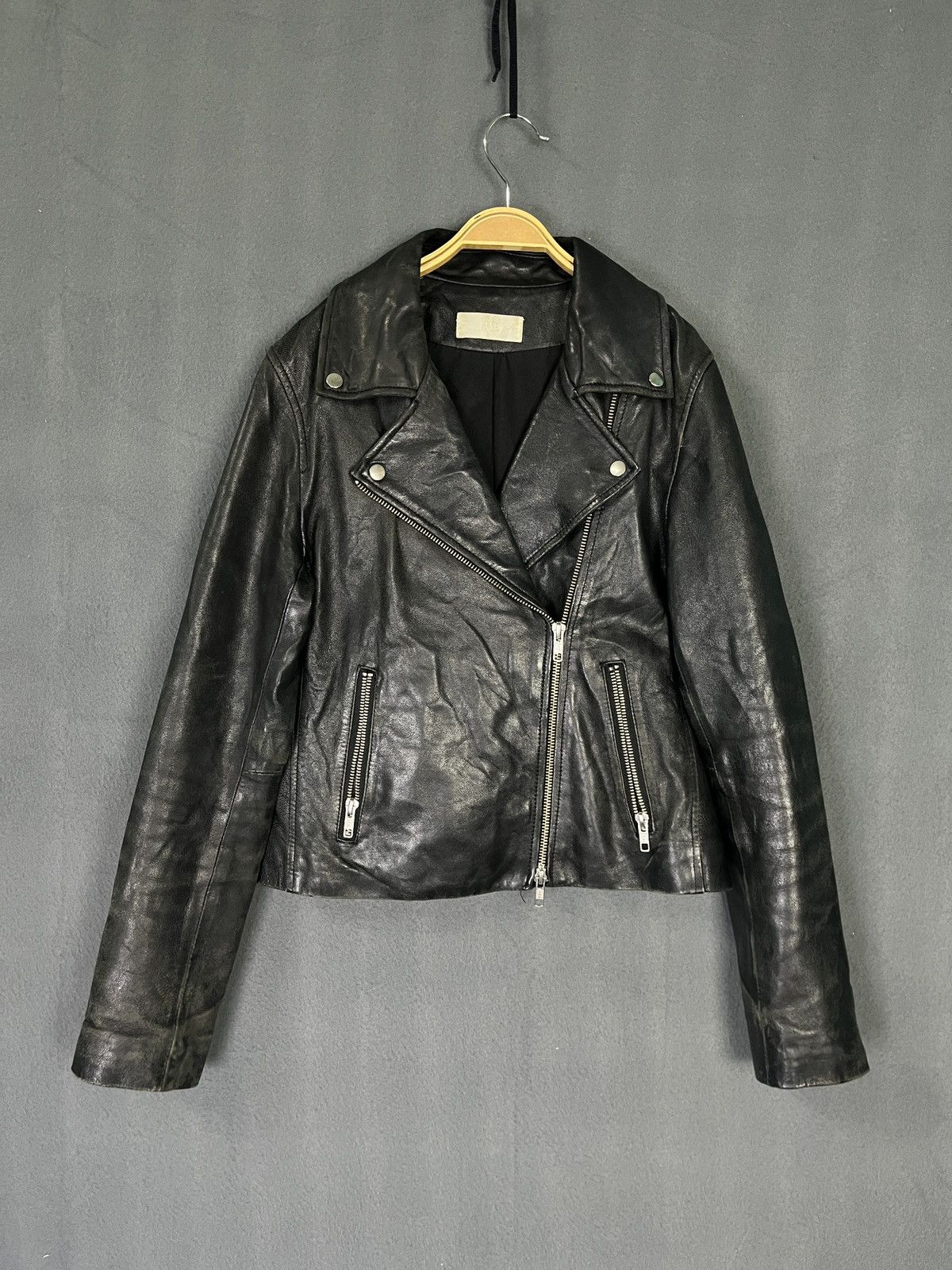 Genuine Leather × HARE × Japanese Brand Hare Lambskin Leather Cropped Bike Jacket Size S / US 4 / IT 40 - 1 Thumbnail