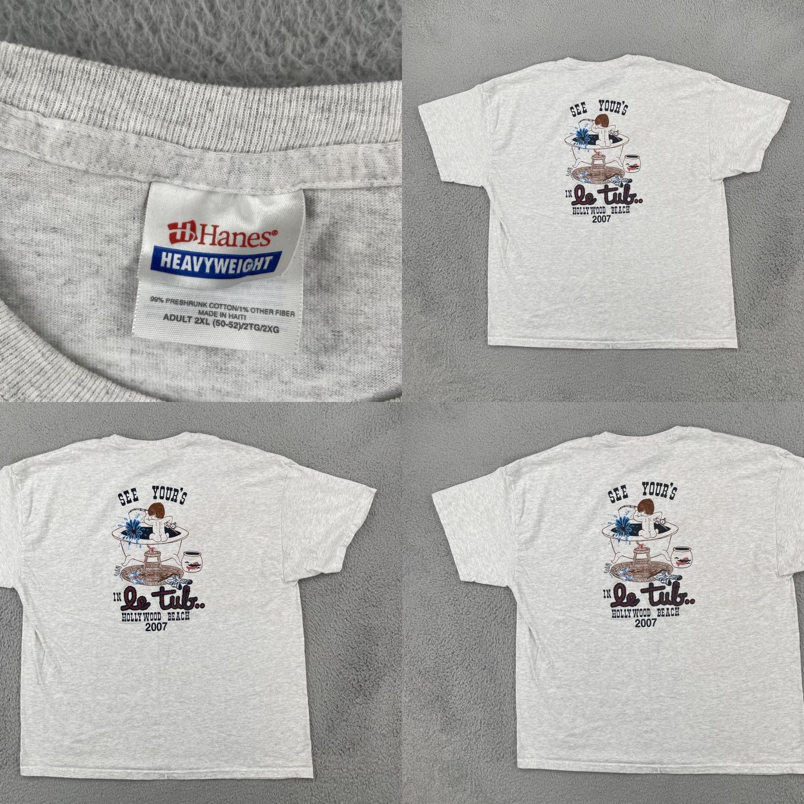 Hanes VINTAGE Hanes 2XL Gray Pocket T Shirt Le Tub Saloon Hollywood Beach Florida 2007 EUC Hanes Shirt Mens 90s Beach Reg"> Size US XXL / EU 58 / 5 - 8 Thumbnail