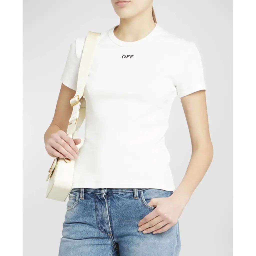 Off-White o1s22i1n0824 Ribbed Short Sleeve T-Shirts in White Size XS / US 0-2 / IT 36-38 - 4 Thumbnail