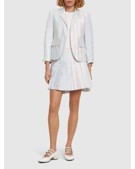 Thom Browne o1s22i1n0924 Funmix Striped Oxford Mini Skirt Size 27" / US 4 / IT 40 - 2 Thumbnail