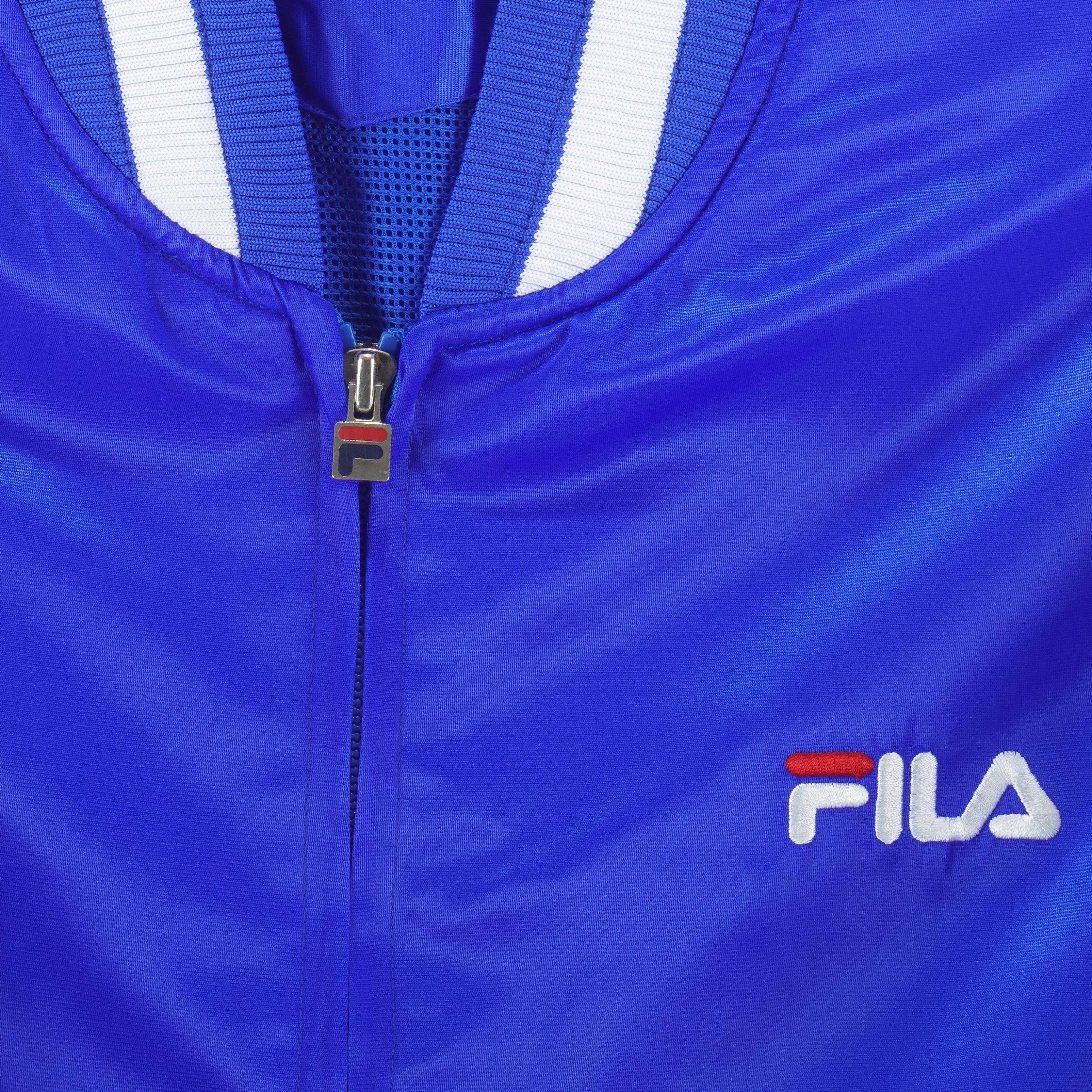 Fila Vintage - Blue Zip-Up Satin Jacket 1990s Large Size US L / EU 52-54 / 3 - 3 Thumbnail