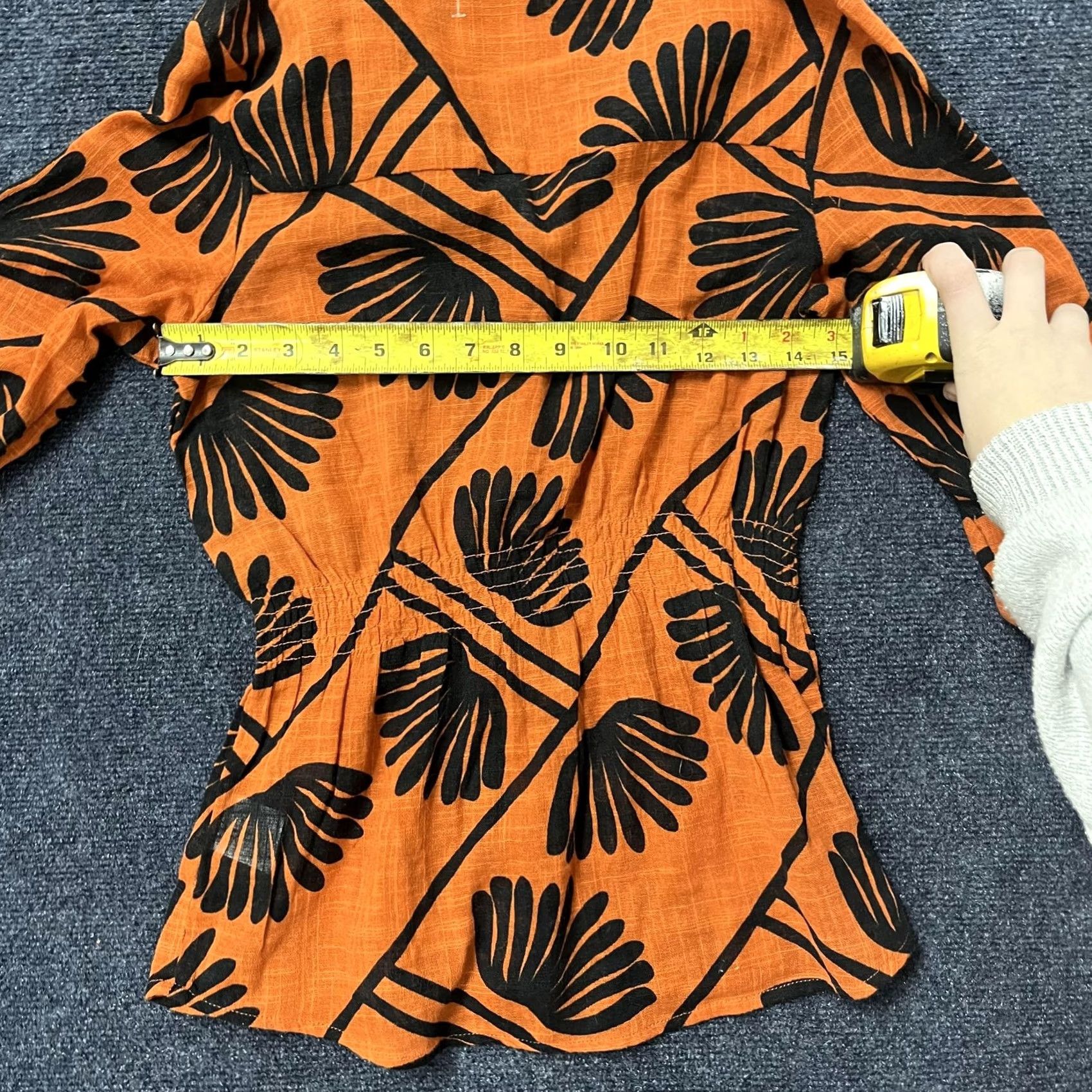 Parker Alex & Parker Shirt Womens Small Orange Black Floral Button Front Blouse Size S / US 4 / IT 40 - 3 Thumbnail
