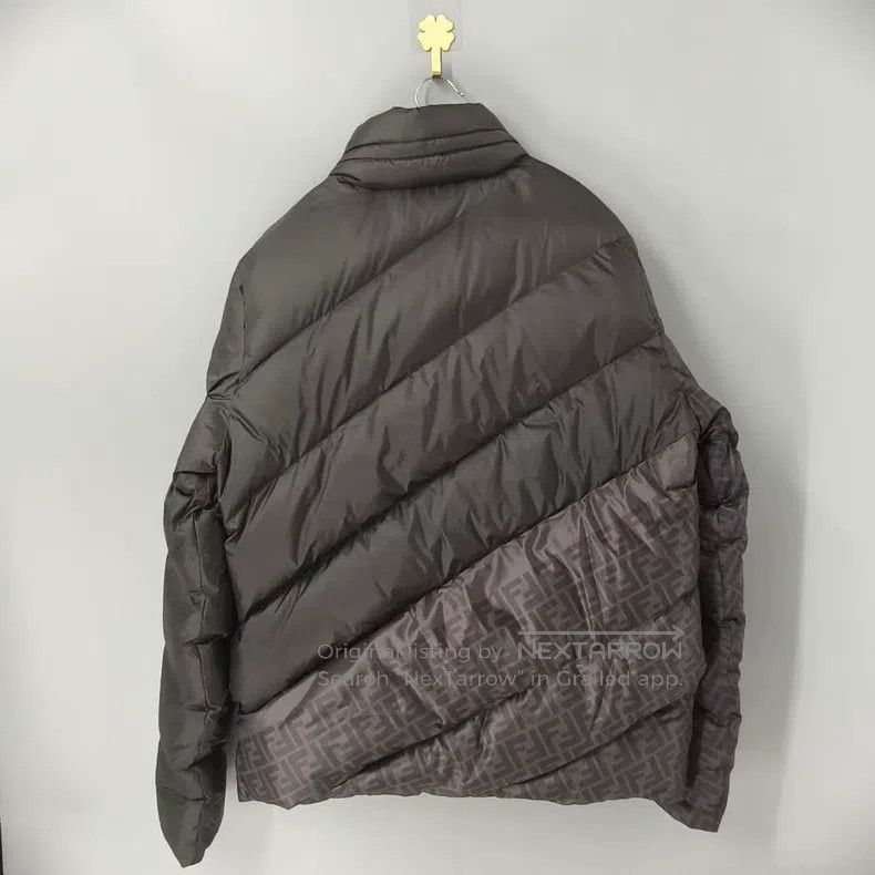 Fendi Fendi Black Striped All-Over Printed Patchwork Down Jacket Size US M / EU 48-50 / 2 - 2 Thumbnail