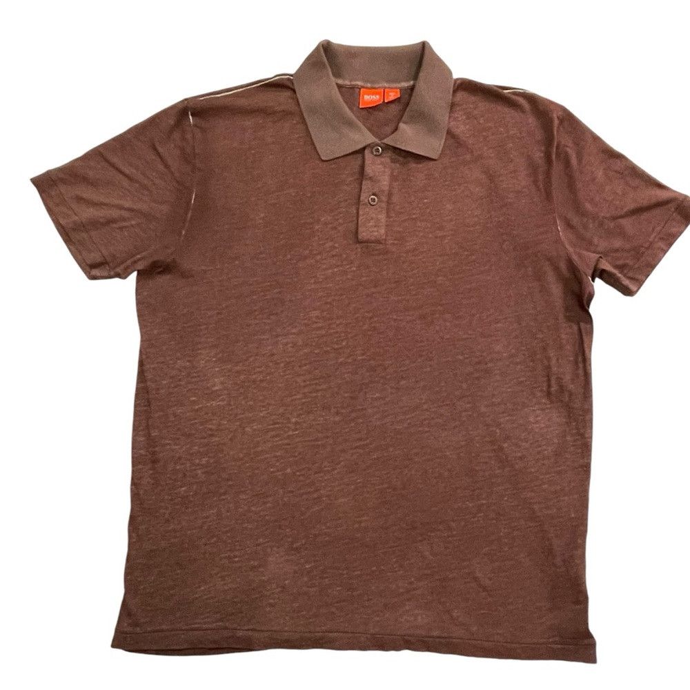 Hugo Boss Hugo Boss Polo Shirt Short Sleeve Brown Shirt Size L Size US L / EU 52-54 / 3 - 1 Thumbnail