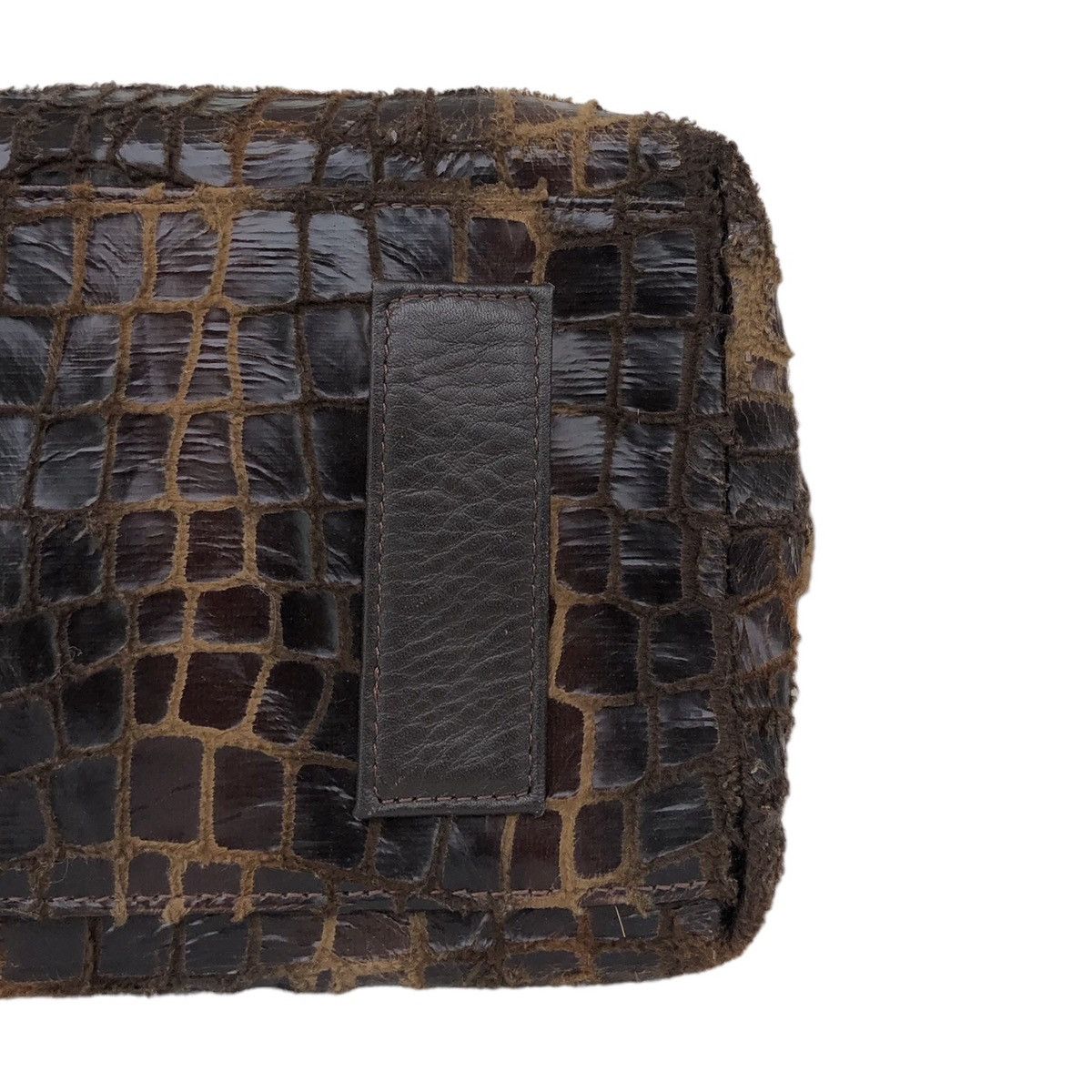 Japanese Brand 4-Session Crocodile Pattern Leather BrownTote Bag Made in 🇯🇵 Size ONE SIZE - 12 Thumbnail