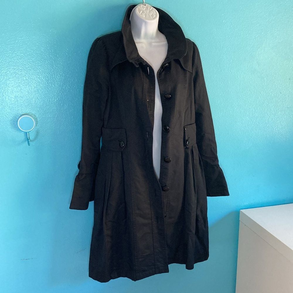 Guess Guess Womens Size M Black Button Front Trench Coat Size M / US 6-8 / IT 42-44 - 12 Thumbnail