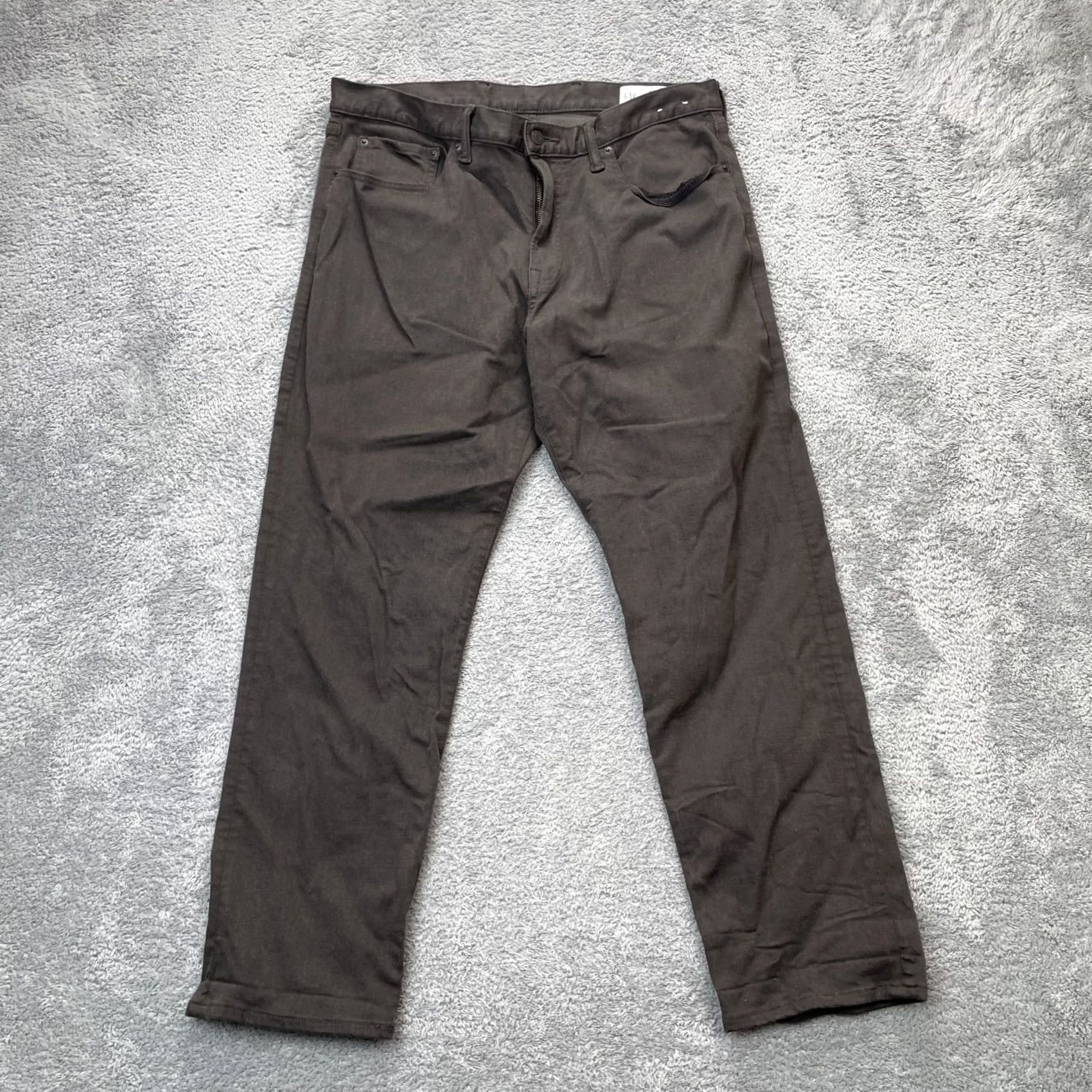 Gap Gap 1969 Jeans Mens 36x30 Brown Denim Cotton Stretch Button Logo Straight 5-Pocket - Dark Wash, Regular Fit, Inseam 28in Size US 36 / EU 52 - 2 Thumbnail