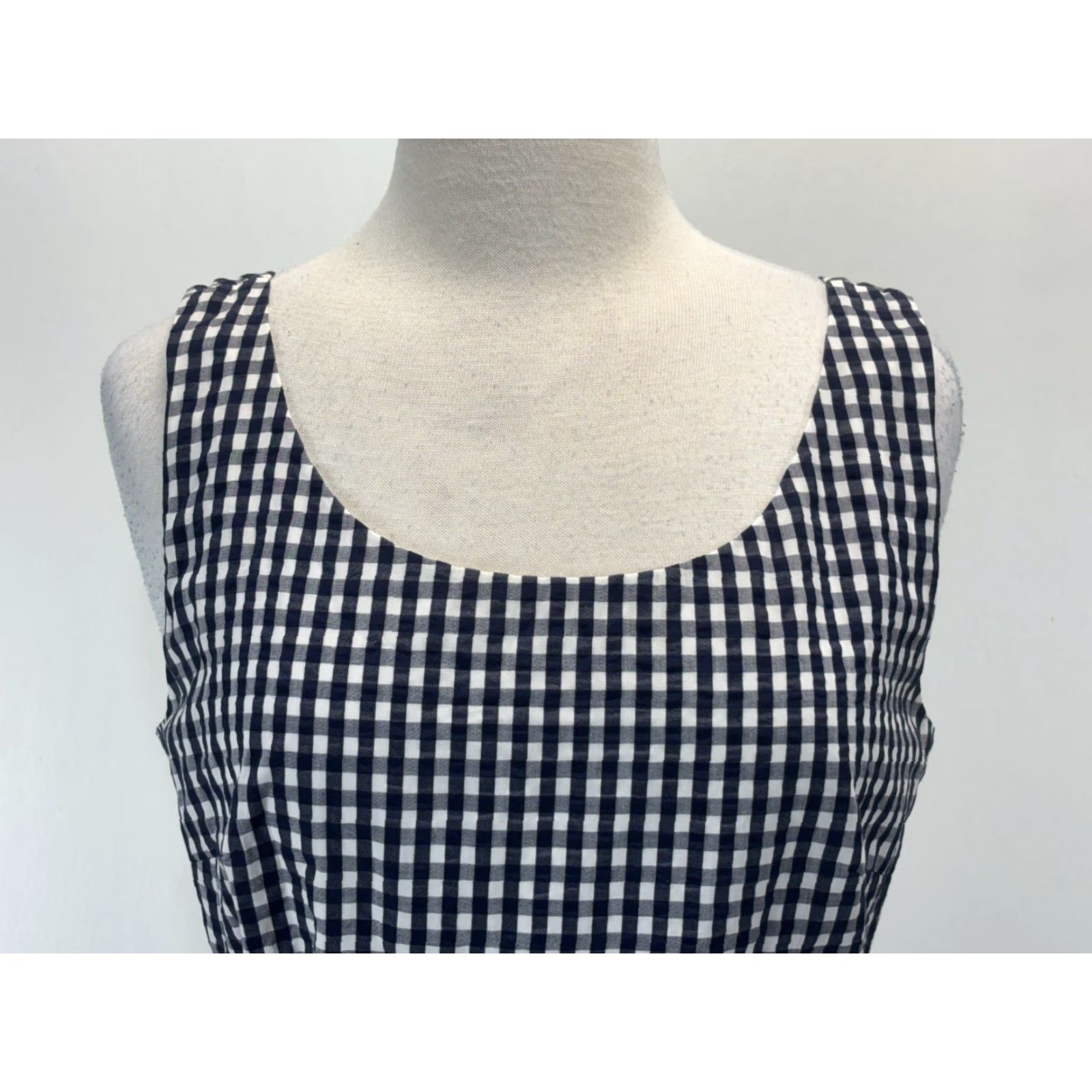 J.Crew VINTAGE J.CREW Midi Dress Size 12 Women's Navy White Gingham Ruffle Hem Sleeveless Tie Coastal Preppy Size XL / US 12-14 / IT 48-50 - 5 Thumbnail