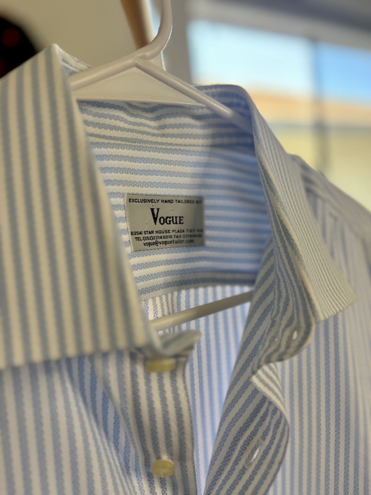 Vogue Light Blue Striped Vogue Button Down Size 34R - 1 Thumbnail