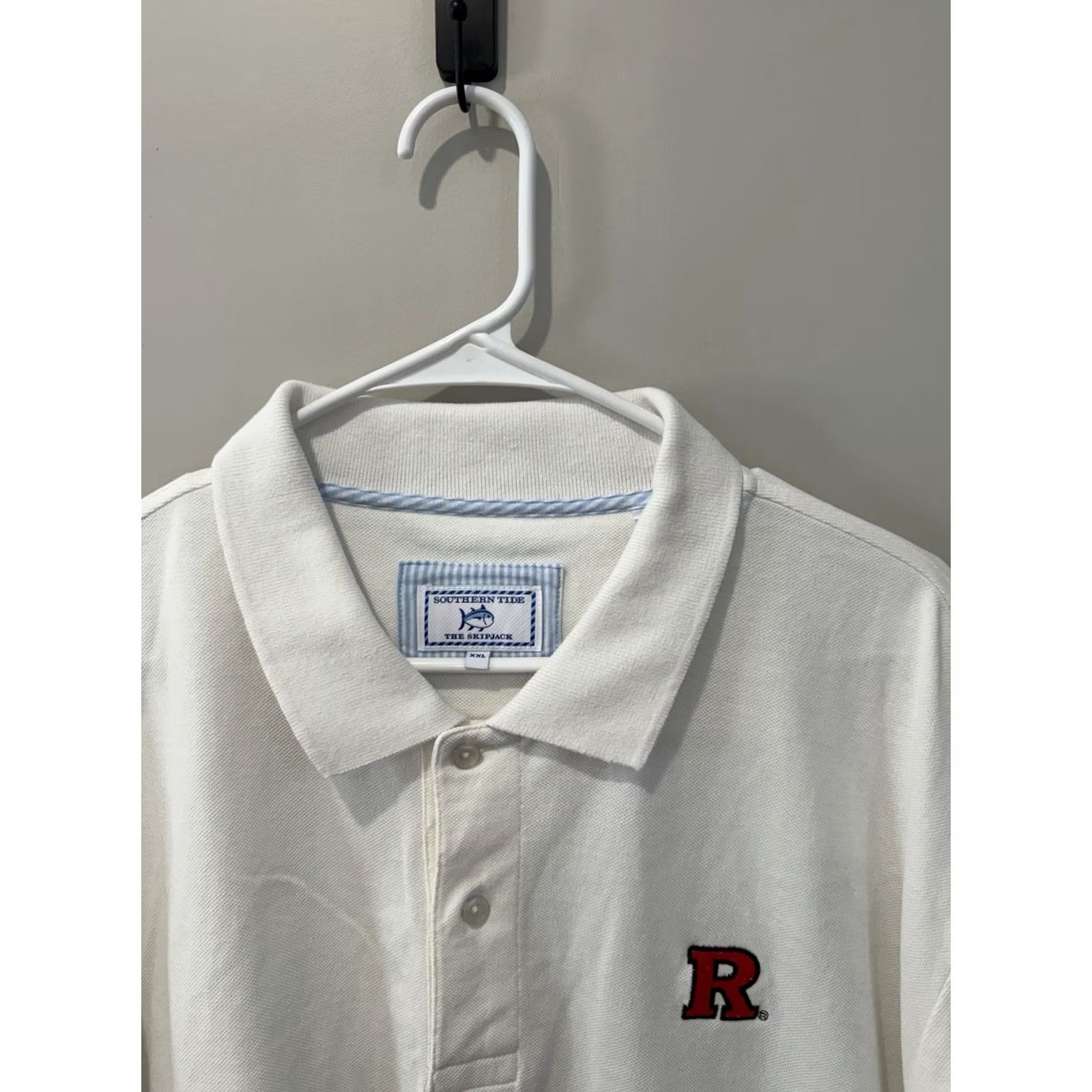 Southern Tide Southern Tide Rutgers Polo Shirt Mens 2XL White Golf Short Sleeve Size US XXL / EU 58 / 5 - 3 Thumbnail