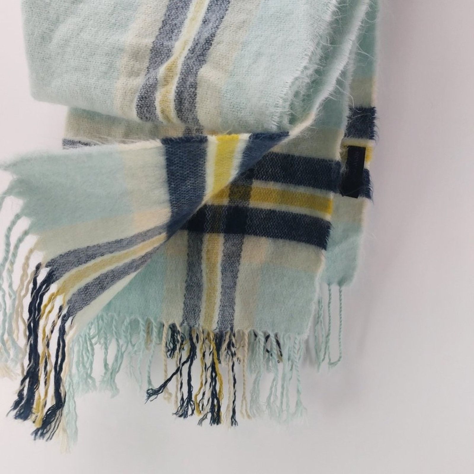 Steve Madden Steve Madden Fuzzy Scarf with Tassels Blue Navy Blue Size ONE SIZE - 9 Thumbnail