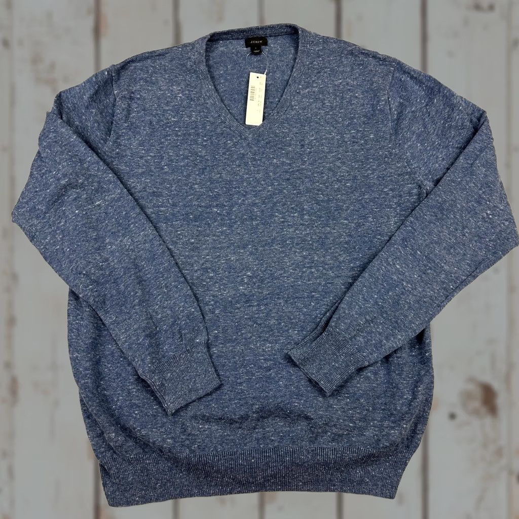 J.Crew J.CREW Sweater Men L Blue Solid Classic Long Sleeve V-Neck Pullover Knit Size US L / EU 52-54 / 3 - 1 Thumbnail
